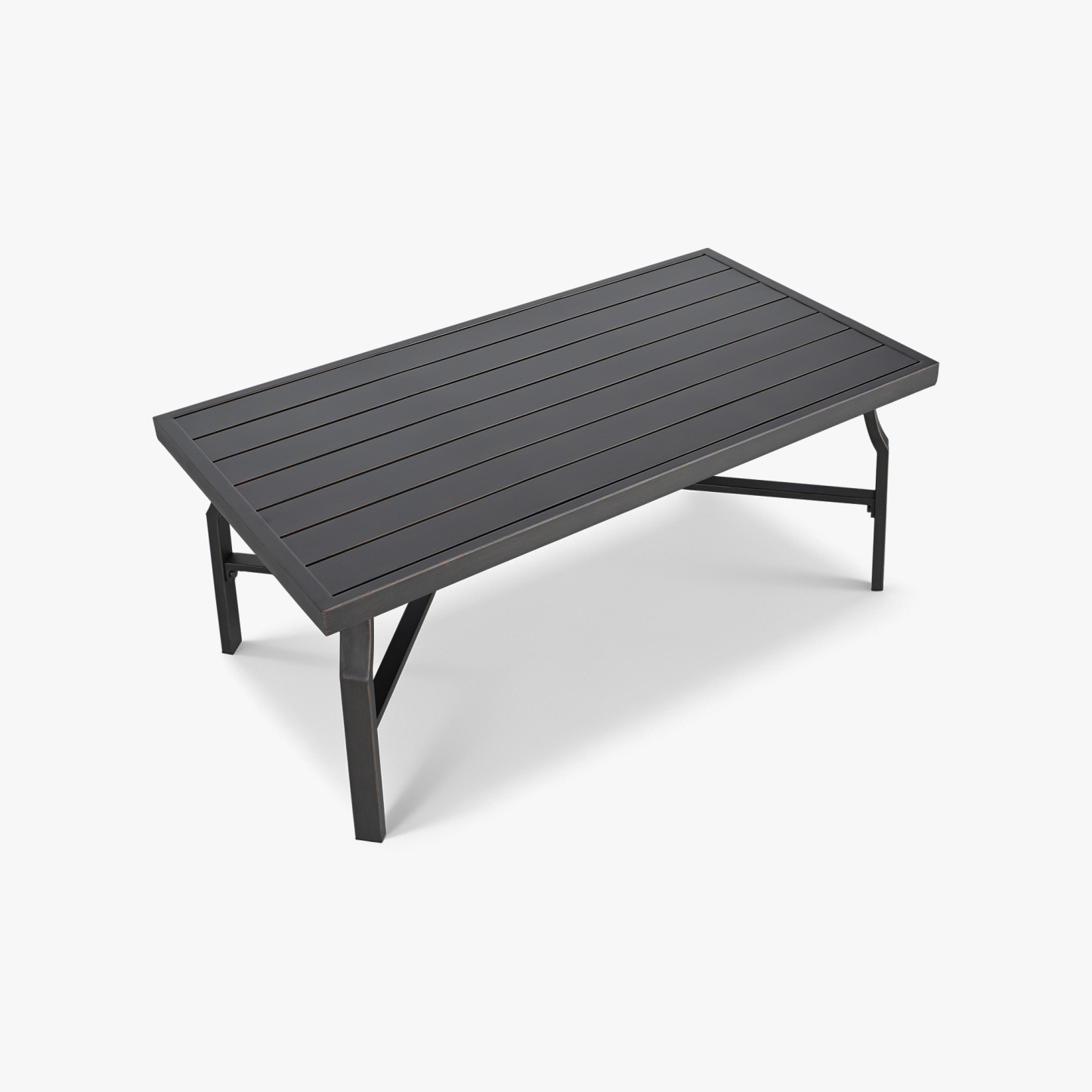 Patio Outdoor Rectangle Coffee Table with Slatted Tabletop - D070