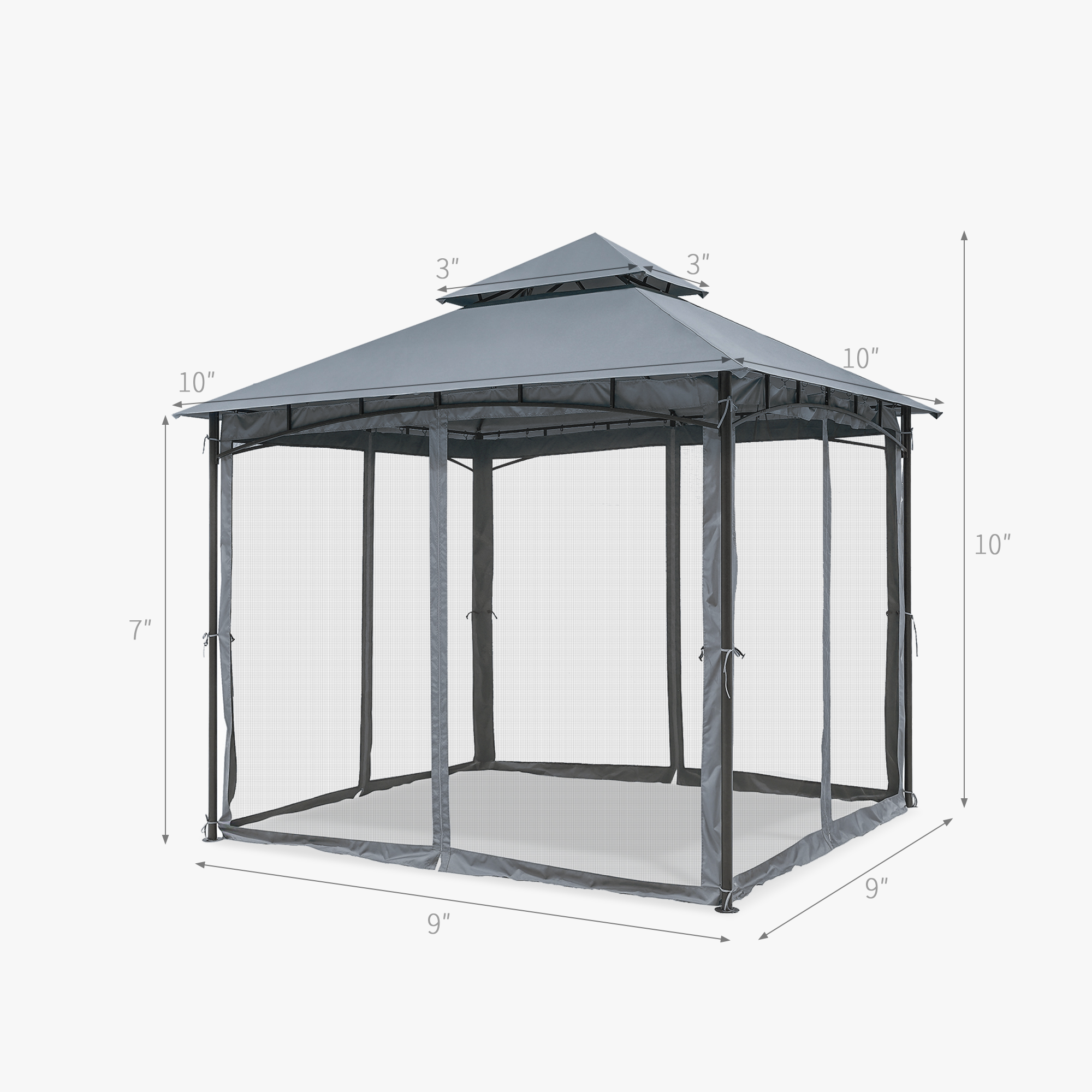 Outdoor Steel Frame Patio Gazebo with Double Roofs - P081
