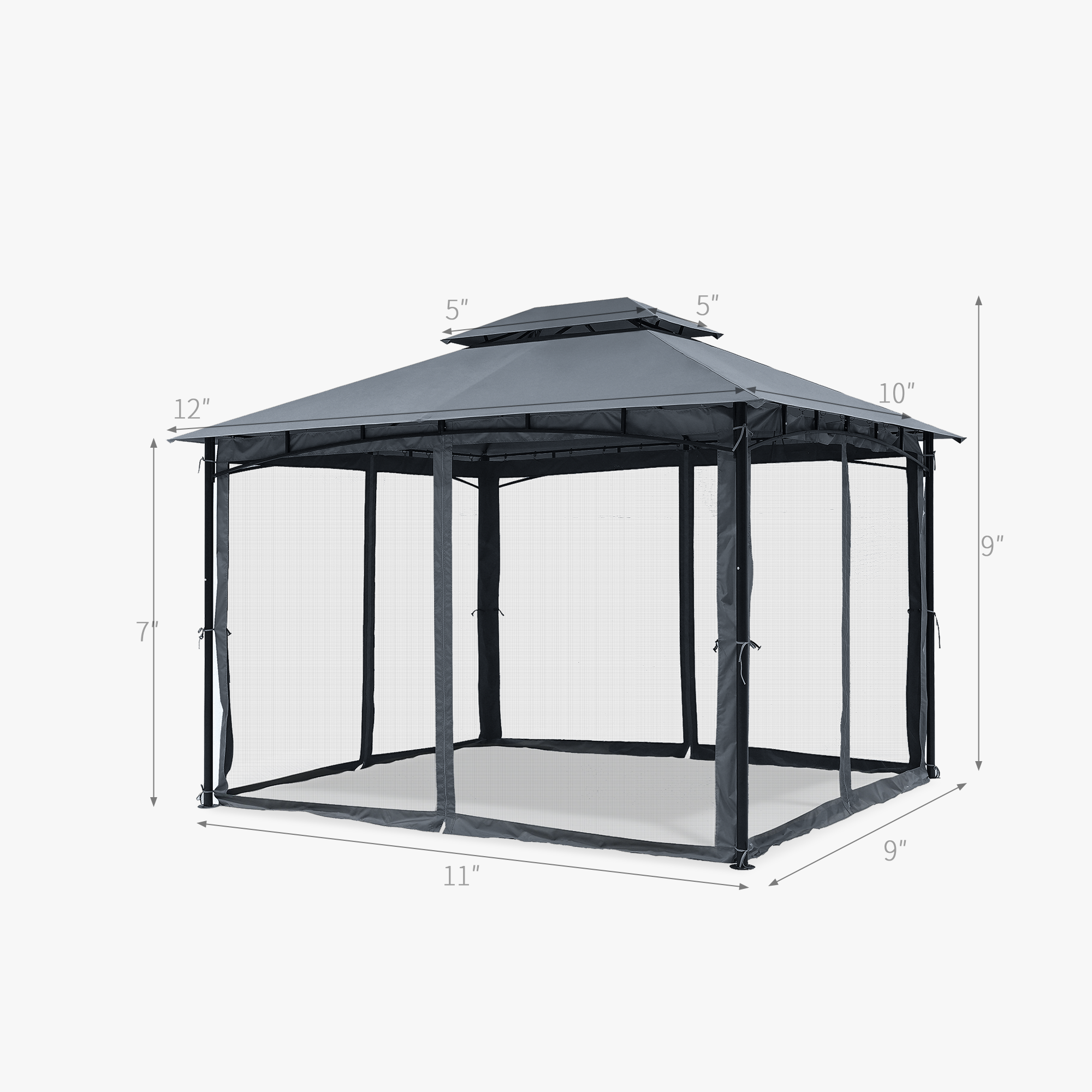 Outdoor Steel Frame Patio Gazebo with Double Roofs - P081