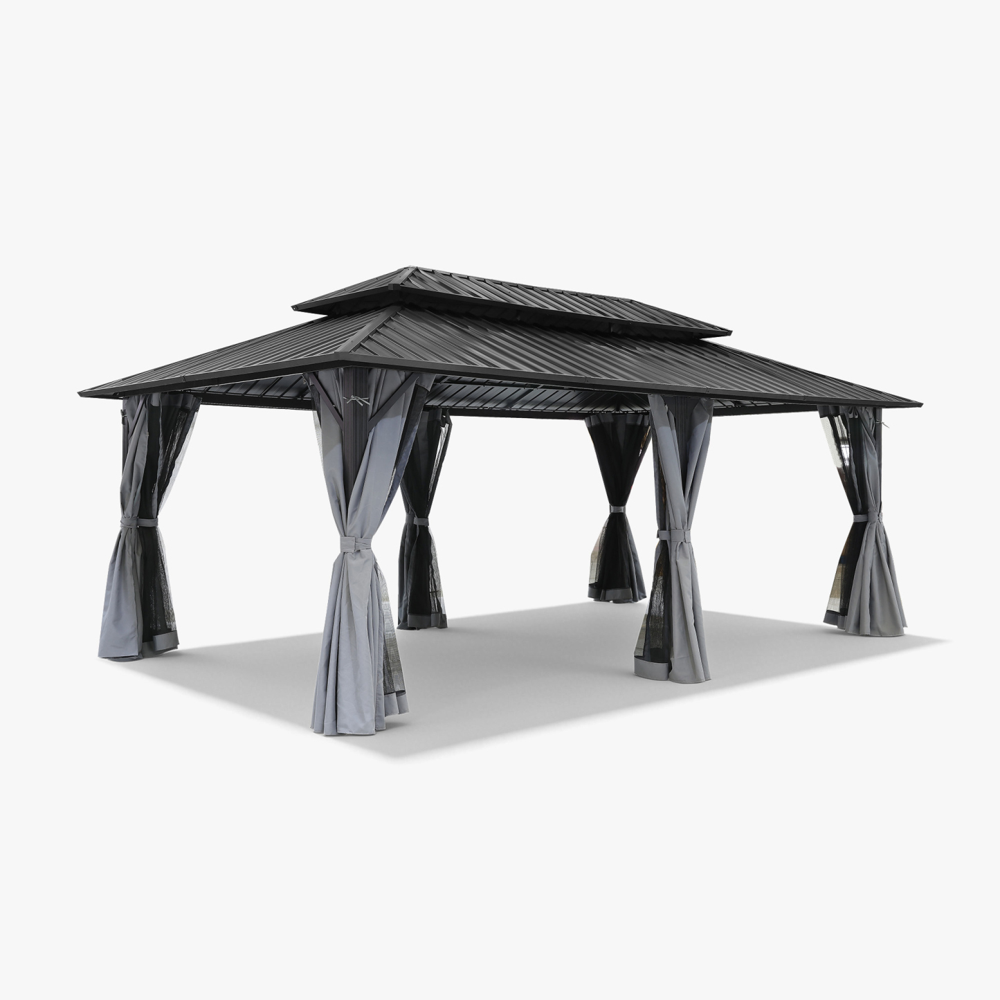 12' x 20' Outdoor Patio Hardtop Gazebo with Netting and Curtains - G030-5