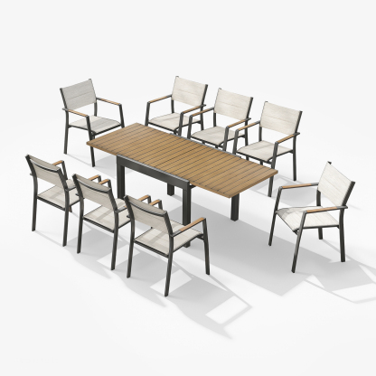 9-piece Extendable Outdoor Dining Set for 8 person- DS065-1