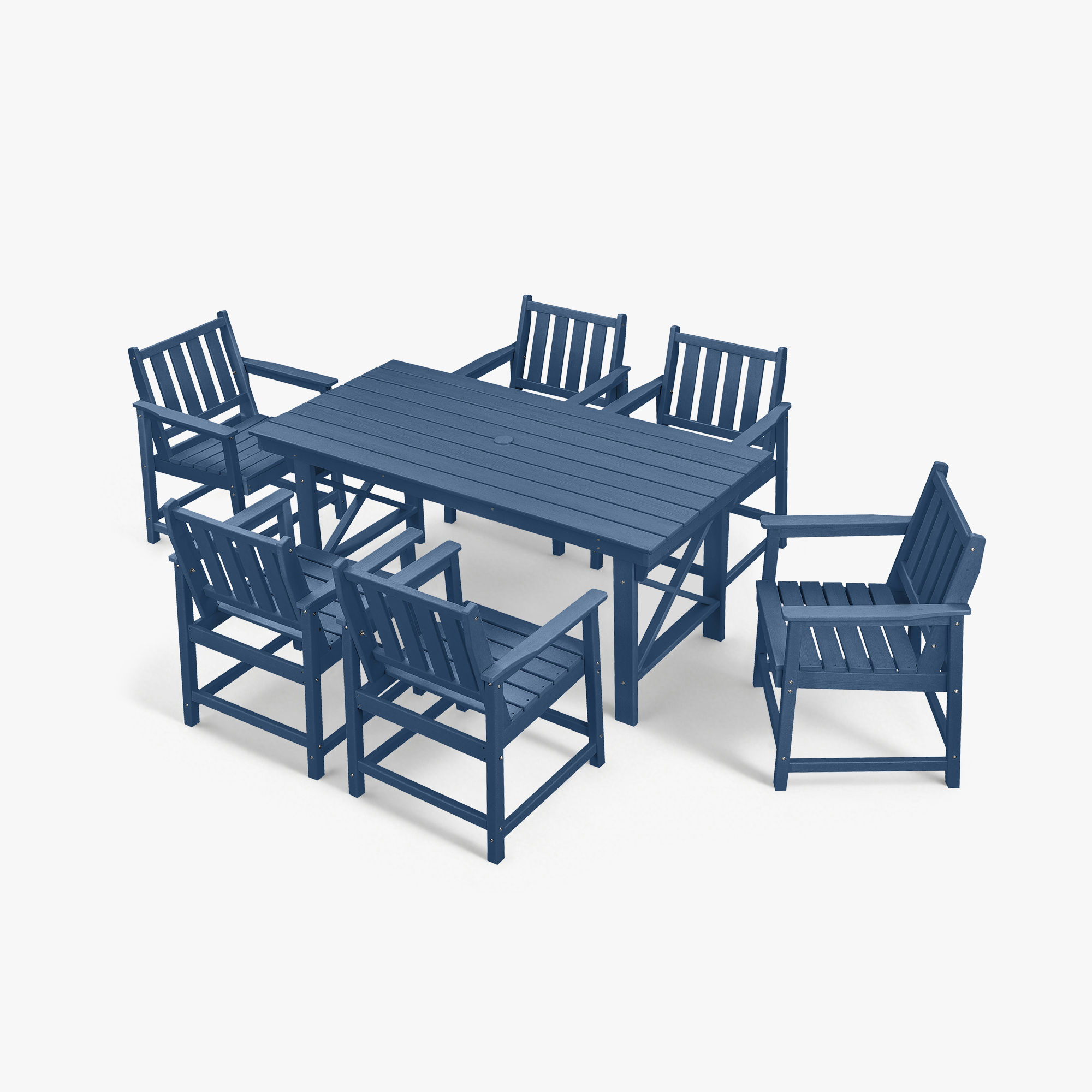 7-Piece HDPE Patio Outdoor Dining Set with Umbrella Hole - DS076-3