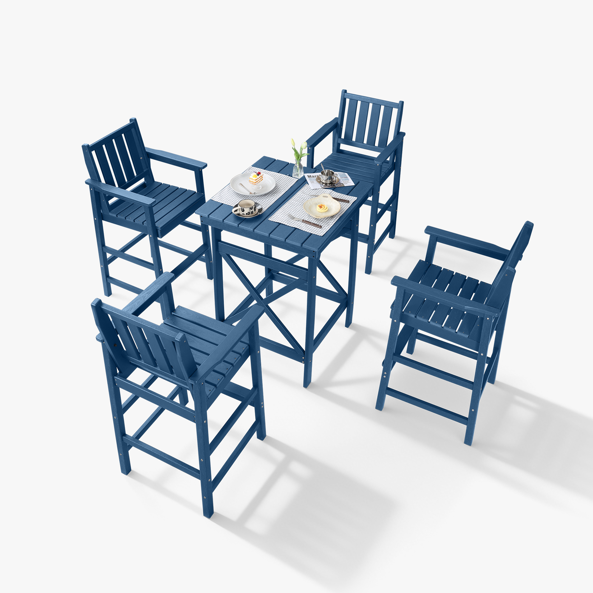 3/5-Piece HDPE Patio Adirondack Outdoor Bar Chairs Set - DS079