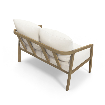 This exclusive Seater Patio Outdoor Loveseat features beige cushions and a stylish design. - Seehill