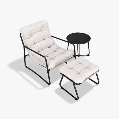 3-Piece Metal Comfy Modern Patio Rocking Chair Set with Ottoman & Side Table- C033-2