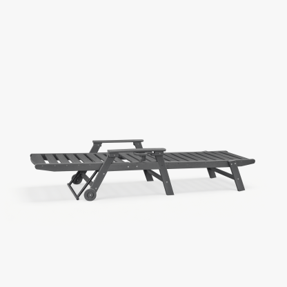 HDPE Patio Adjustable Outdoor Lounge with Wheels & Cup Holder - L031-1