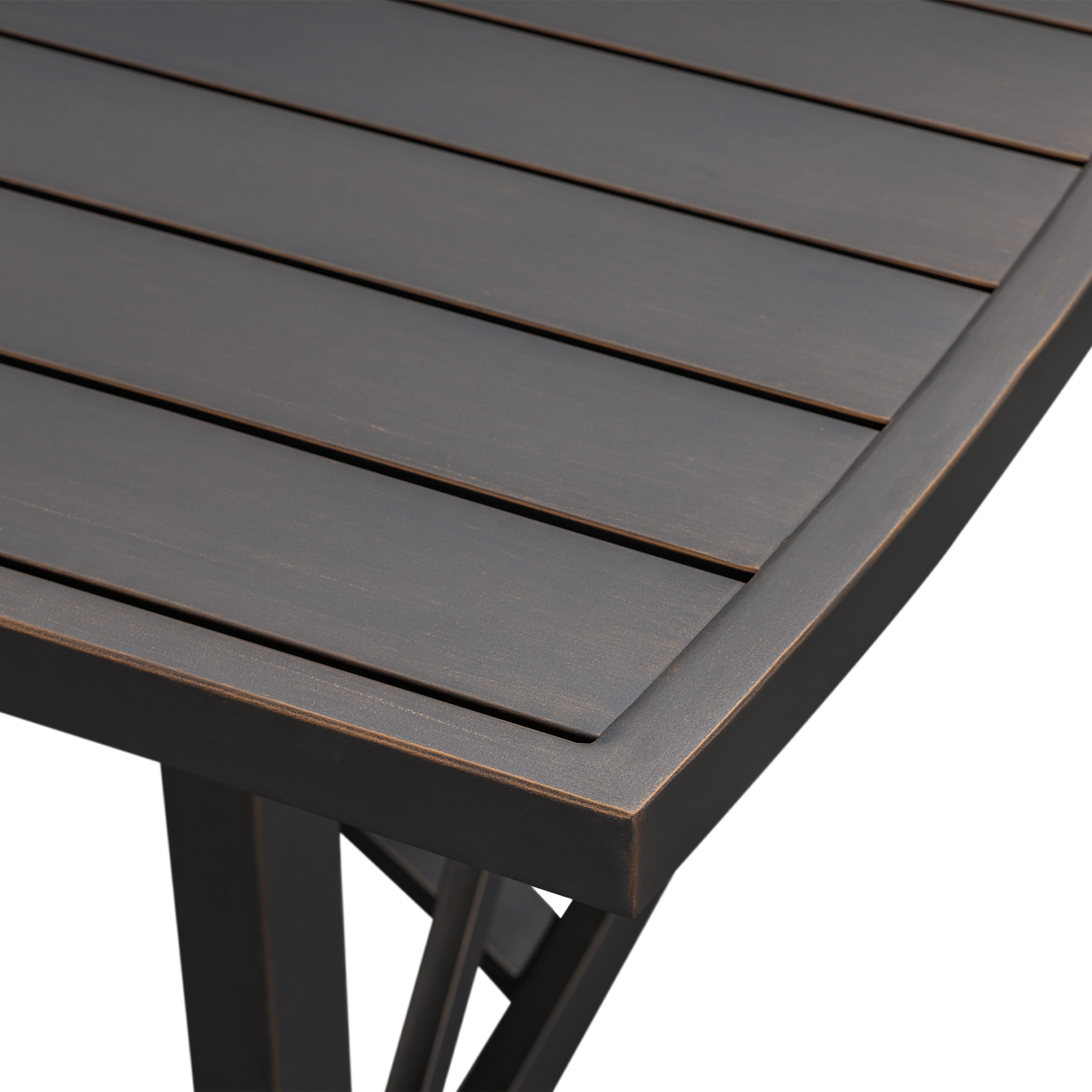 Patio Rectangle Dining Table with Umbrella Hole for 6 person - D026