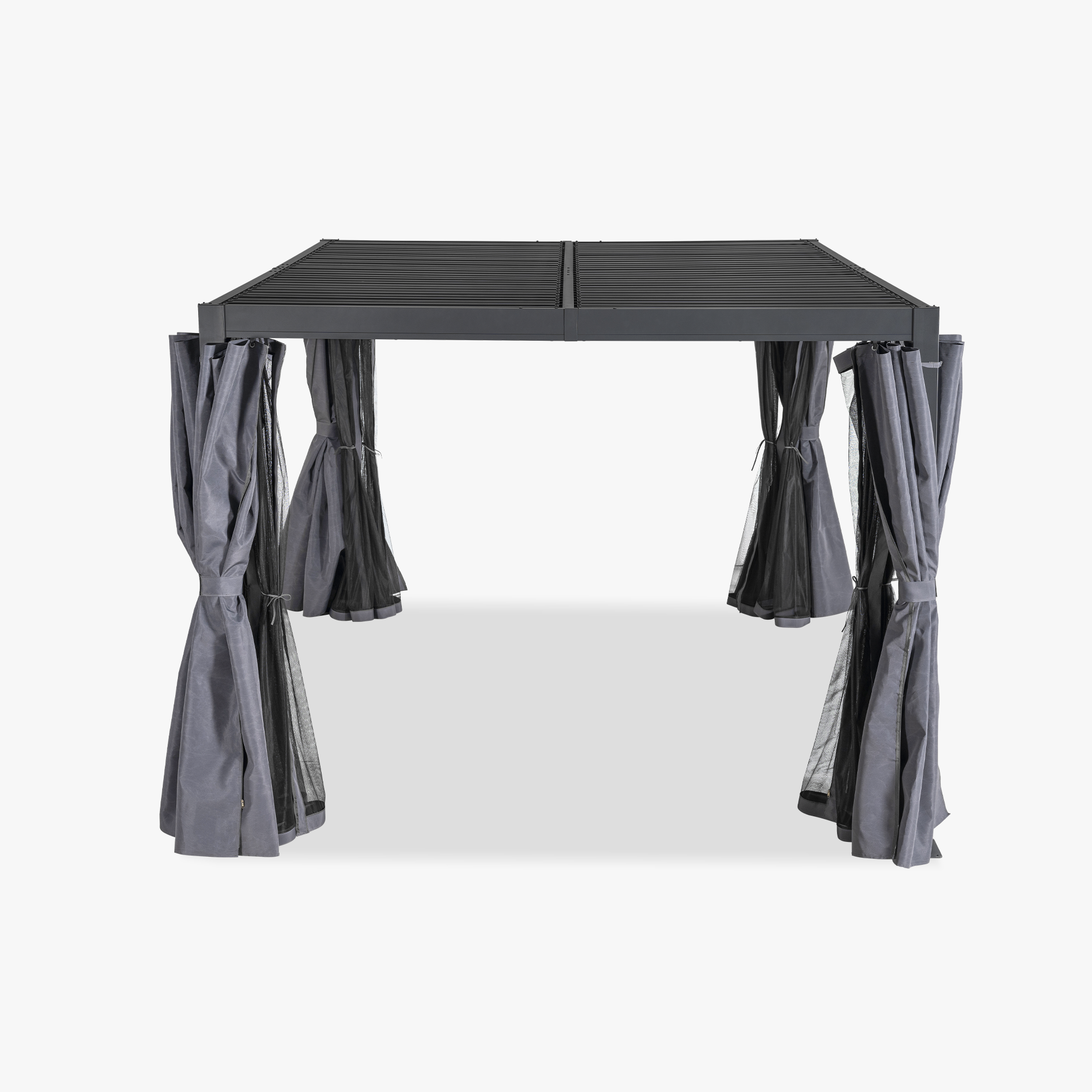 Aluminum Adjustable Louvered Pergola with Curtains and Netting