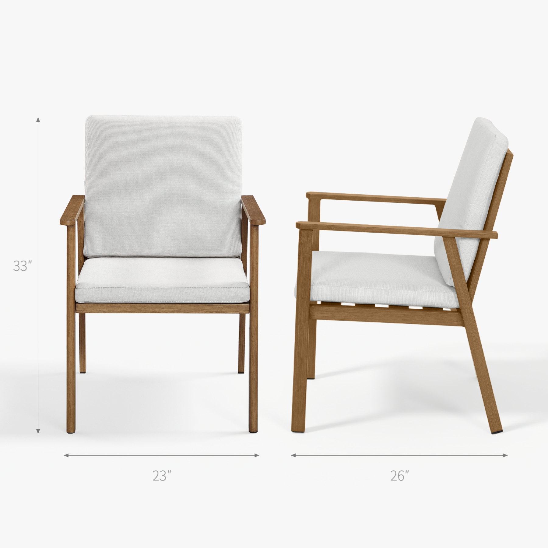 Modern wooden armchair with white cushion, 33" high - Seehill