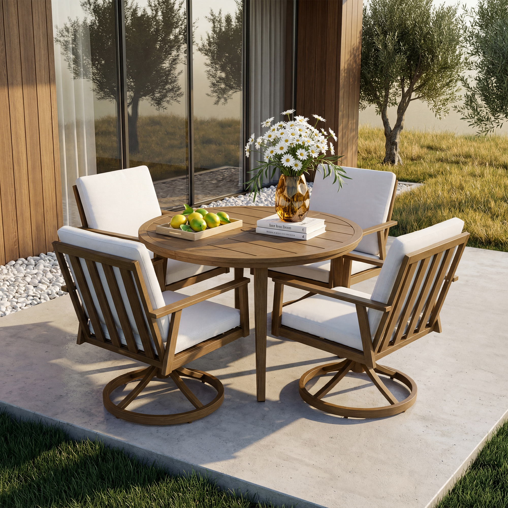 5-Piece Aluminum Round Patio Dining Set - DS083