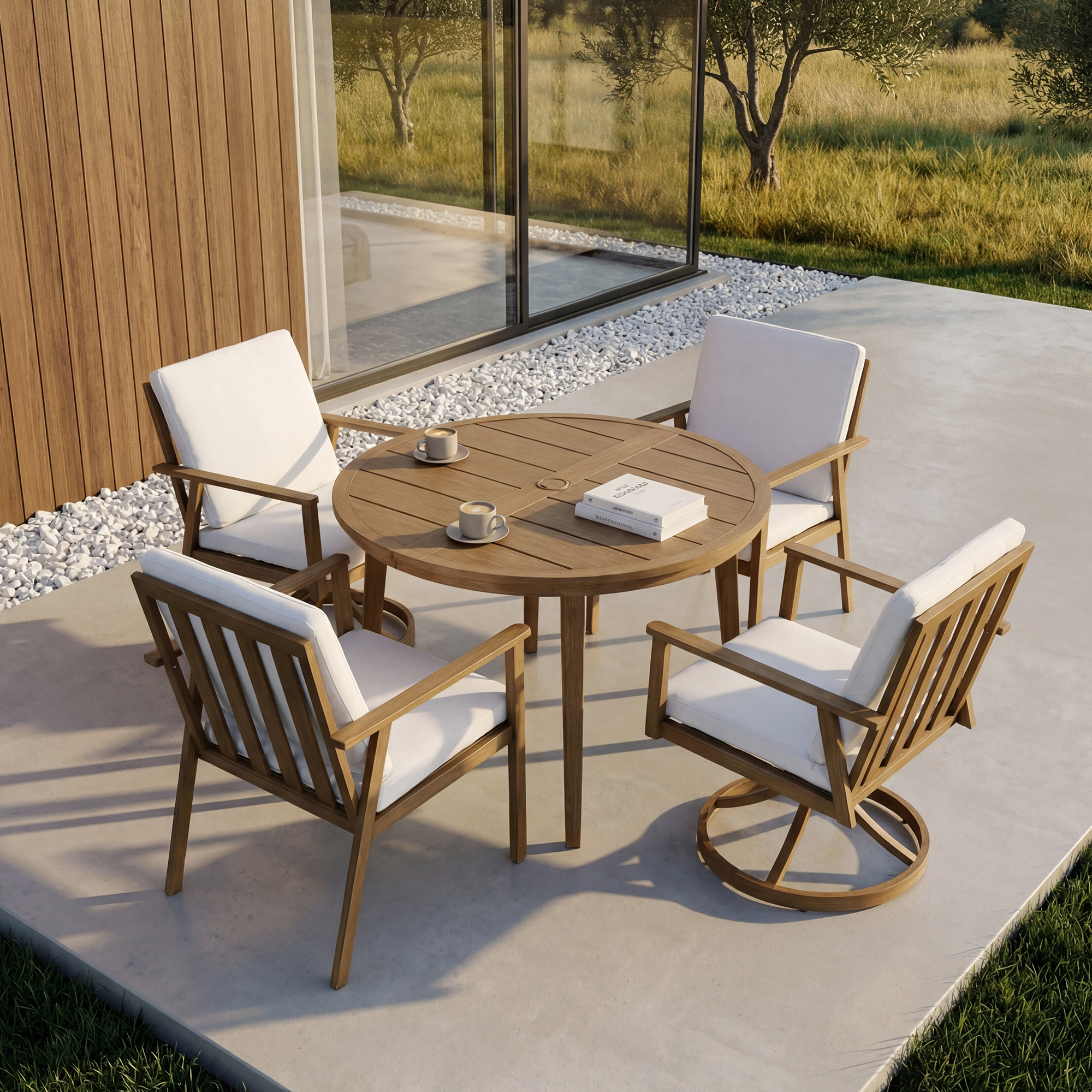 5-Piece Aluminum Round Patio Dining Set - DS083