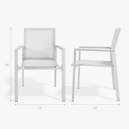 2-Piece Patio Stackable Dining Chairs with Full-Wrap Textilene & High Back - C053