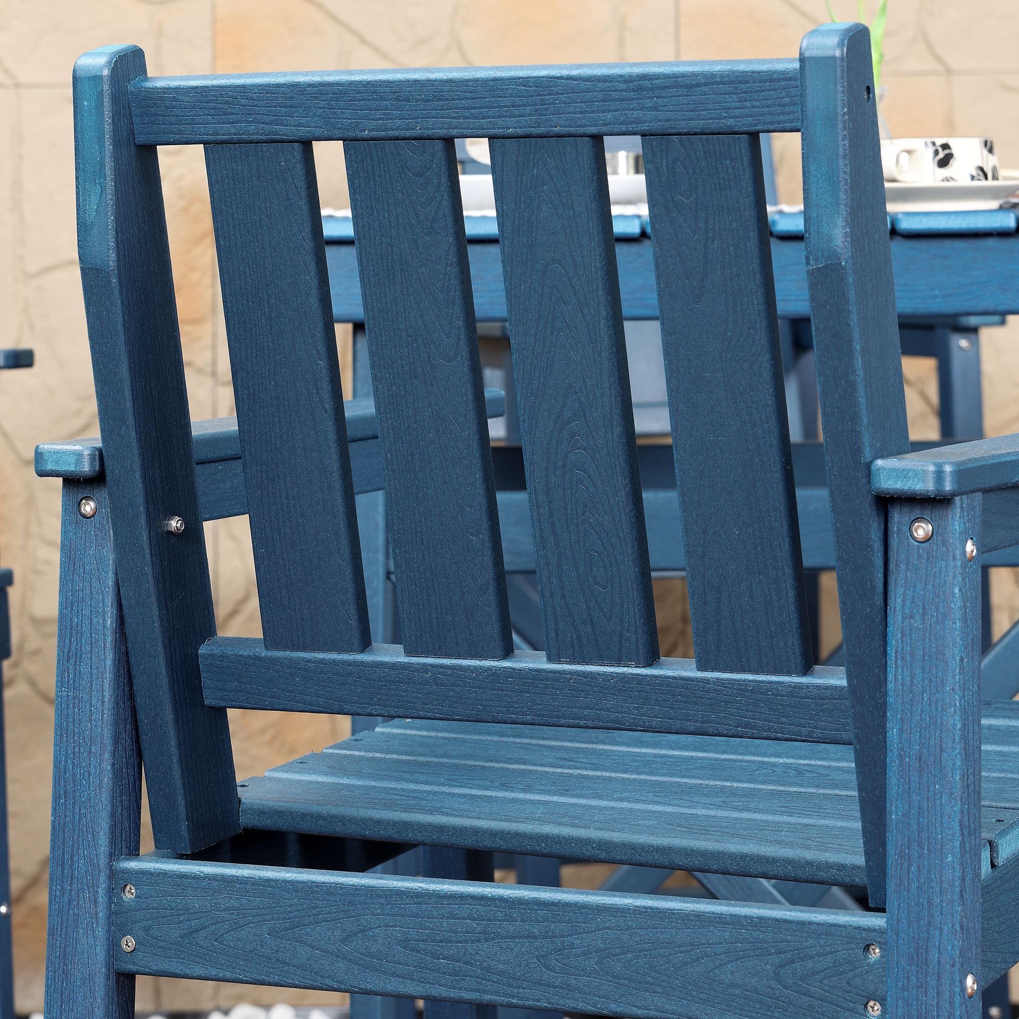 2-Piece HDPE Patio Tall Adirondack Bar Chair Set with Footrest - C077