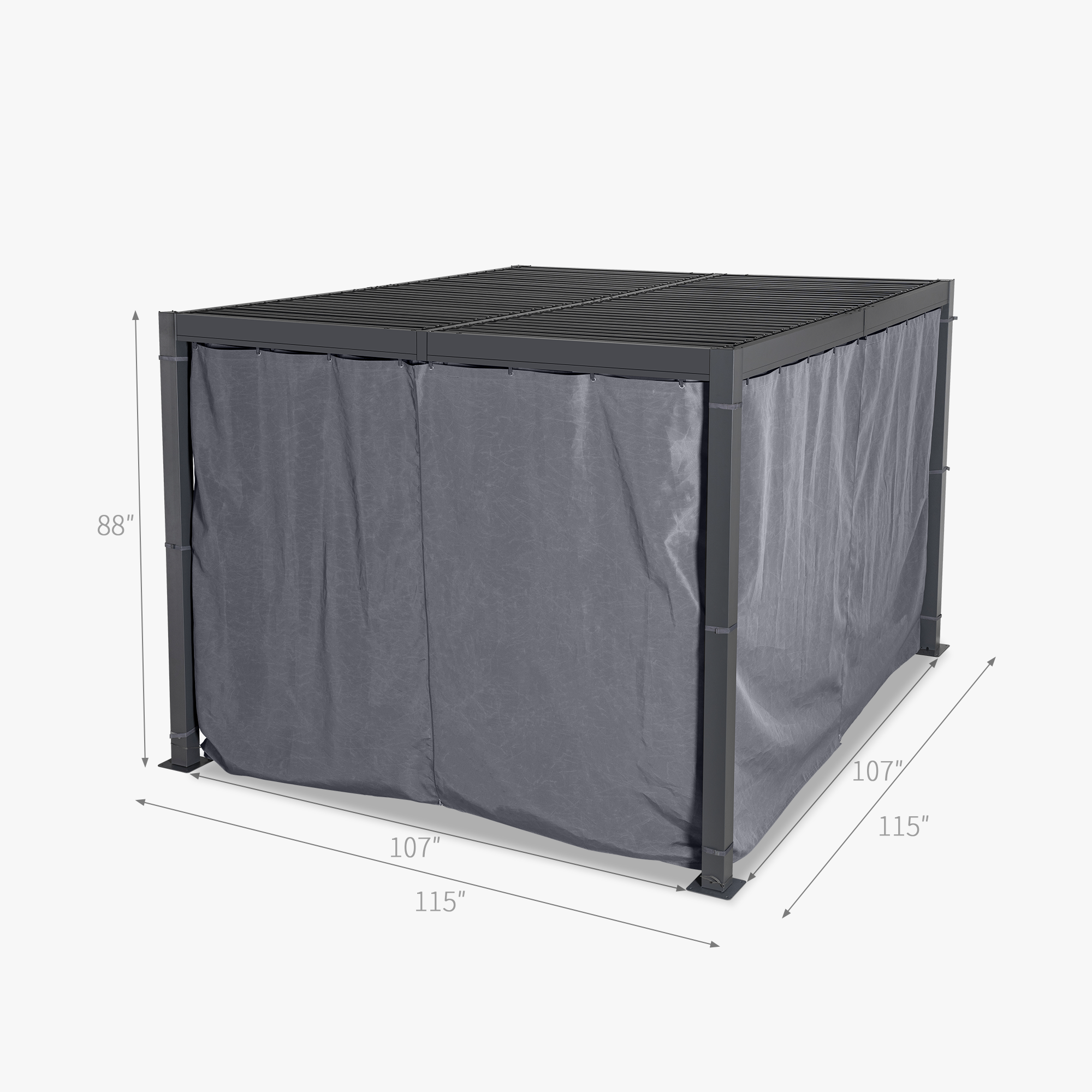 Aluminum Adjustable Louvered Pergola with Curtains and Netting
