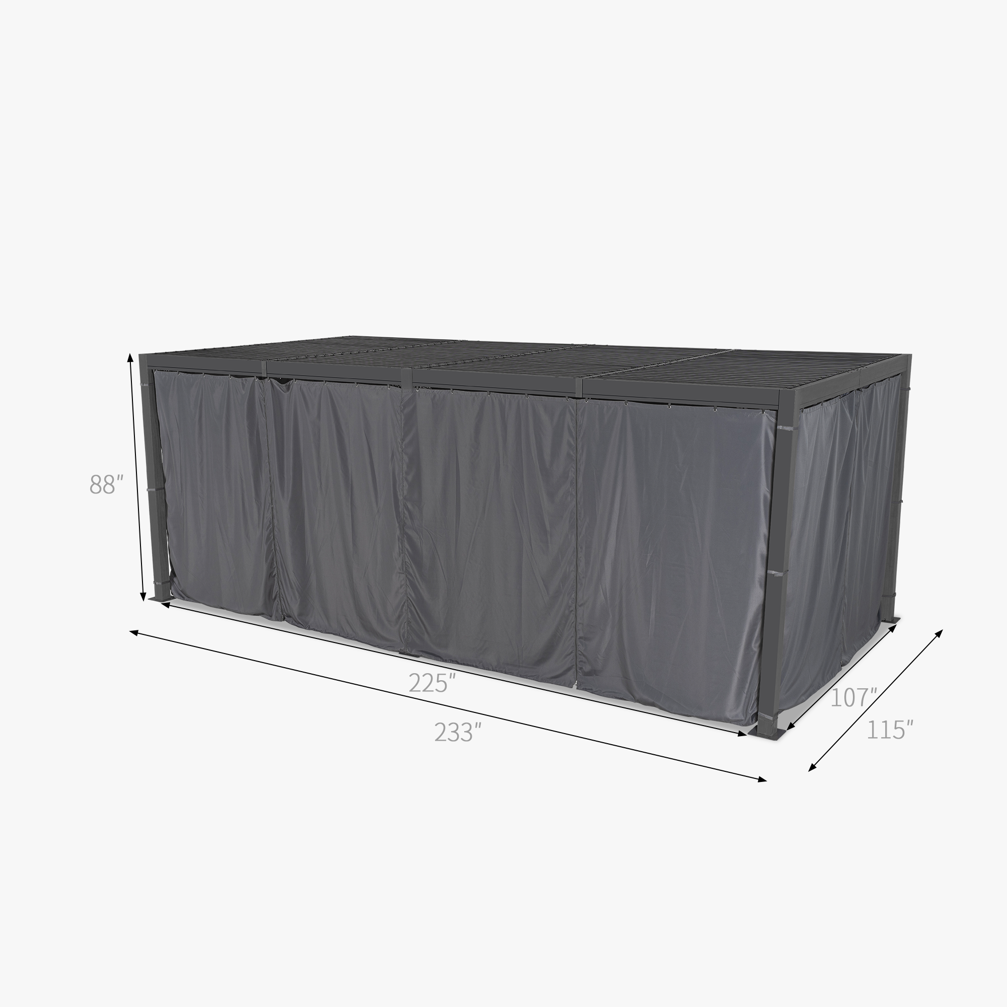 Aluminum Adjustable Louvered Pergola with Curtains and Netting