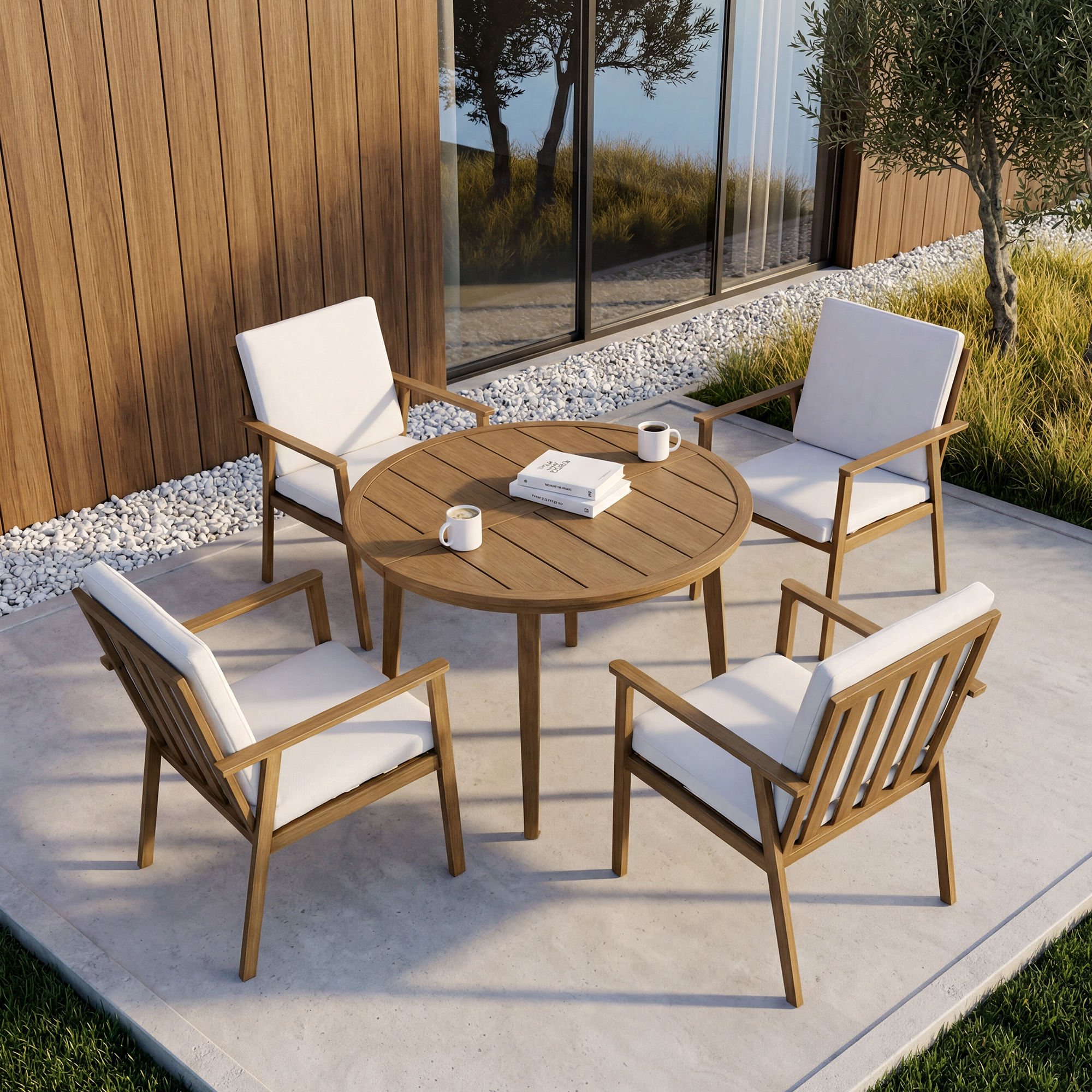 5-Piece Aluminum Round Patio Dining Set - DS083