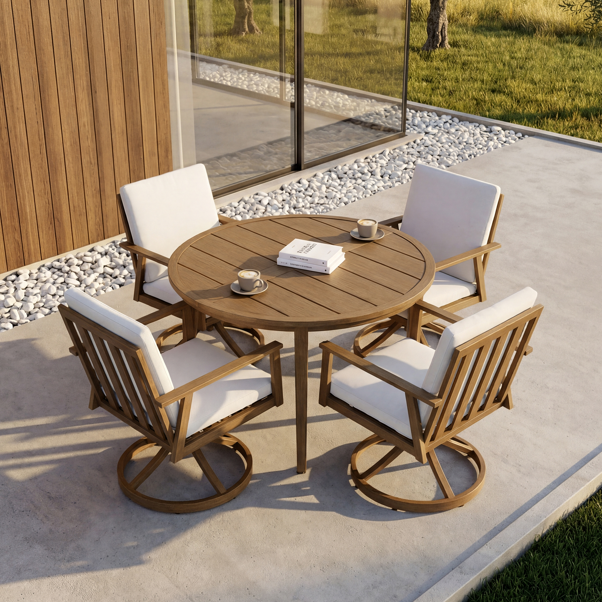 5-Piece Aluminum Round Patio Dining Set - DS083