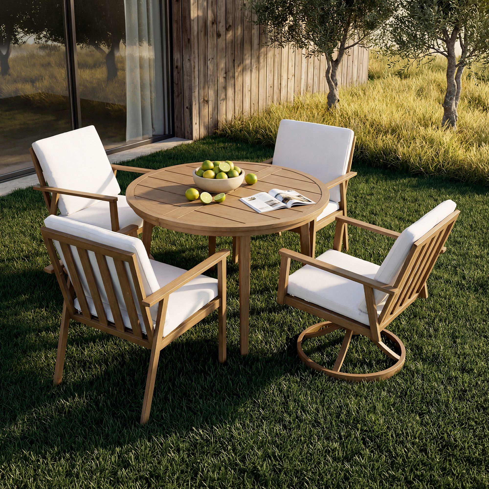 5-Piece Aluminum Round Patio Dining Set - DS083