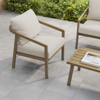 Modern Piece Outdoor Conversation Set SS highlighting cushioned seating and a sleek, durable frame. - Seehill