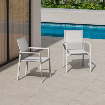 2-Piece Patio Stackable Dining Chairs with Full-Wrap Textilene & High Back - C053