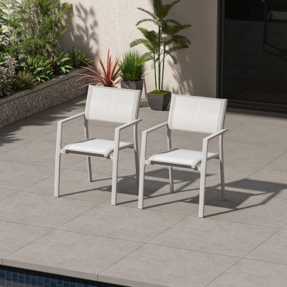 2-Piece Patio Stackable Dining Chairs with Textilene -C054