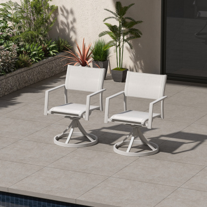 2-Piece Patio Stackable swivel Dining Chairs with Textilene -C055