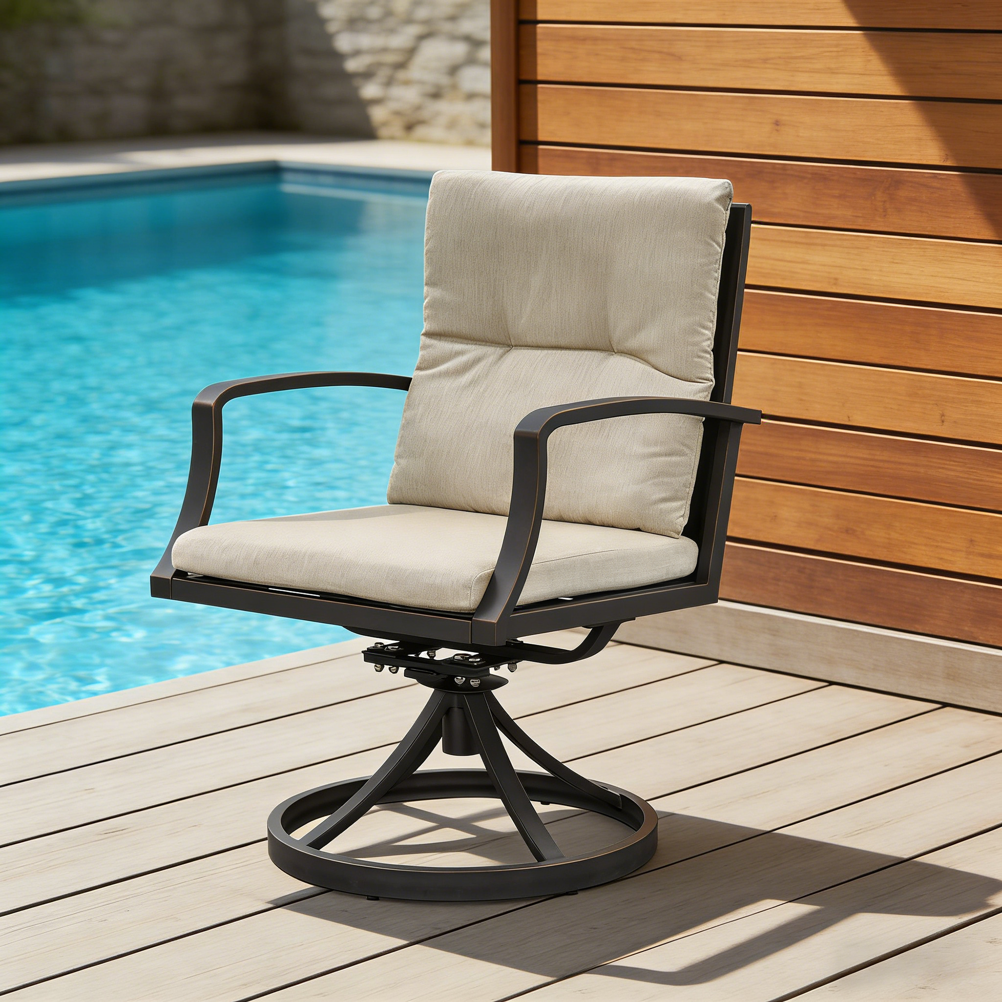 2-piece Patio Swivel Dining Chairs - C025