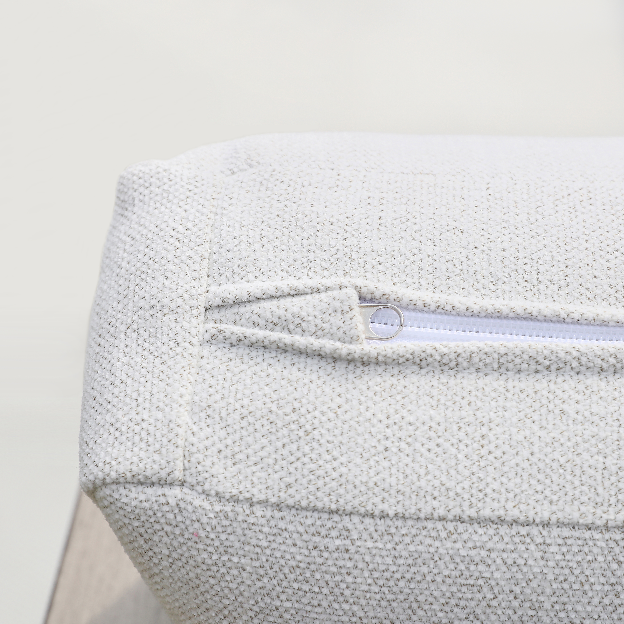 Explore the white textured cushion with hidden zipper detail of the exclusive Seater Outdoor Patio. - Seehill
