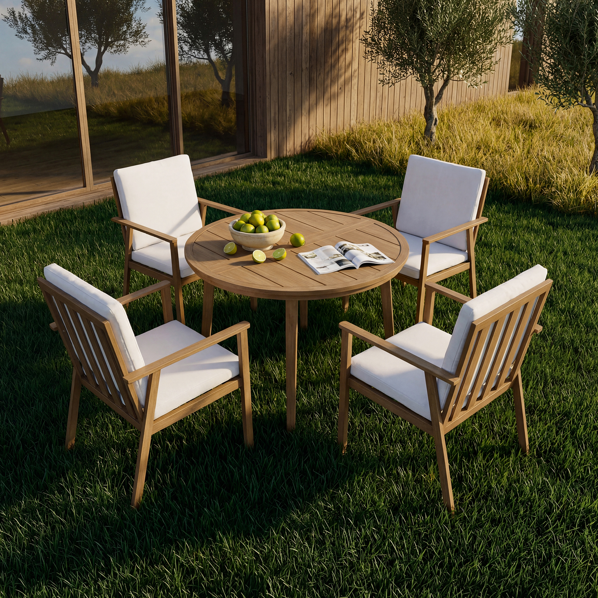 5-Piece Aluminum Round Patio Dining Set - DS083