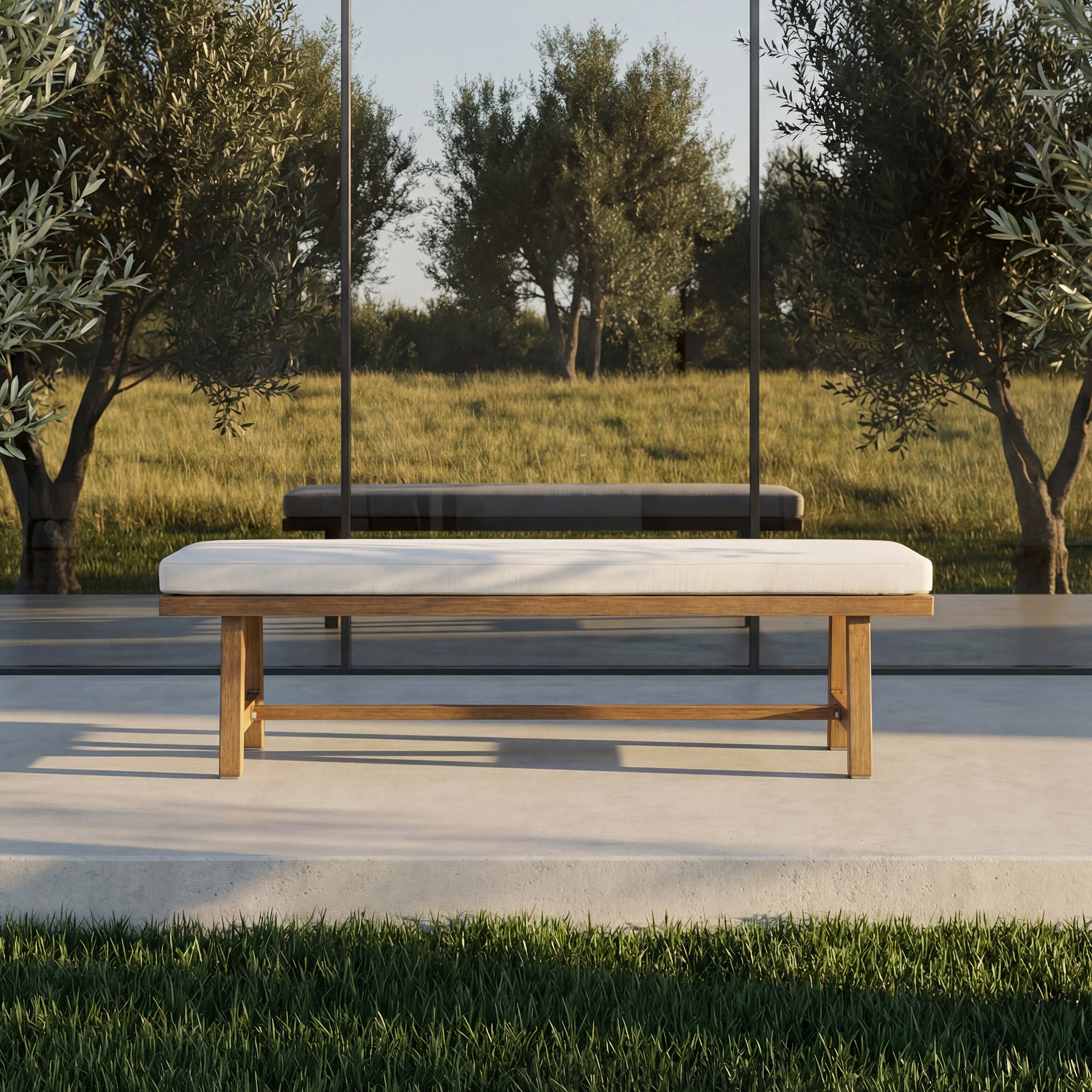 Aluminum Outdoor Patio Bench with Breathable  Cushion - C082