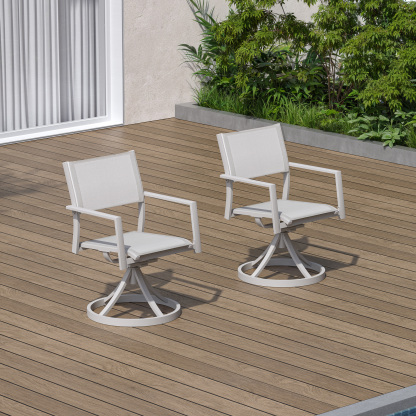 2-Piece Patio Stackable swivel Dining Chairs with Textilene -C055