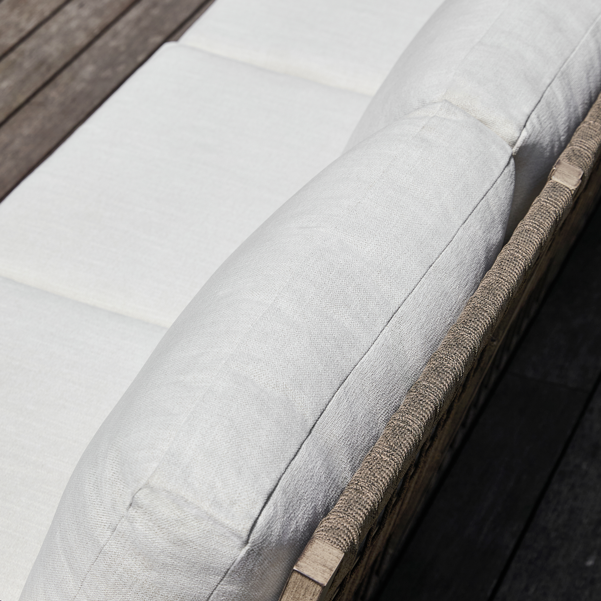 This is a stylish Seater Outdoor Patio Sofa with an aluminum frame, rope weave design, and washable cushions. - Seehill
