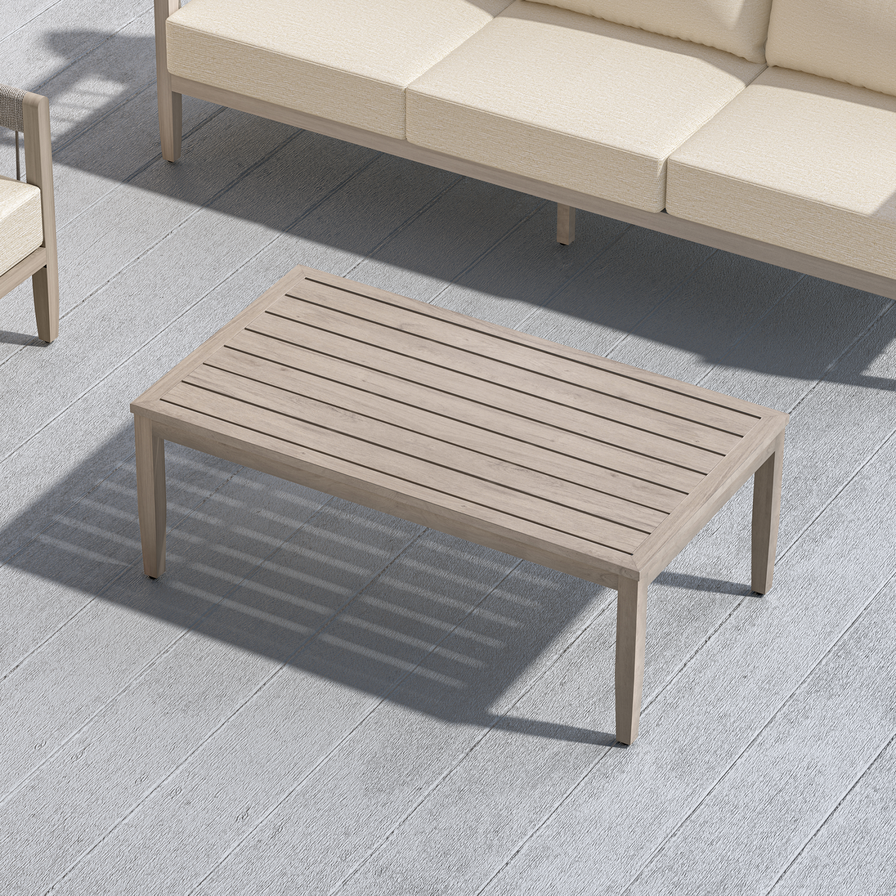 Patio Outdoor Coffee Table with Faux Wood Grain Finish Frame - C039