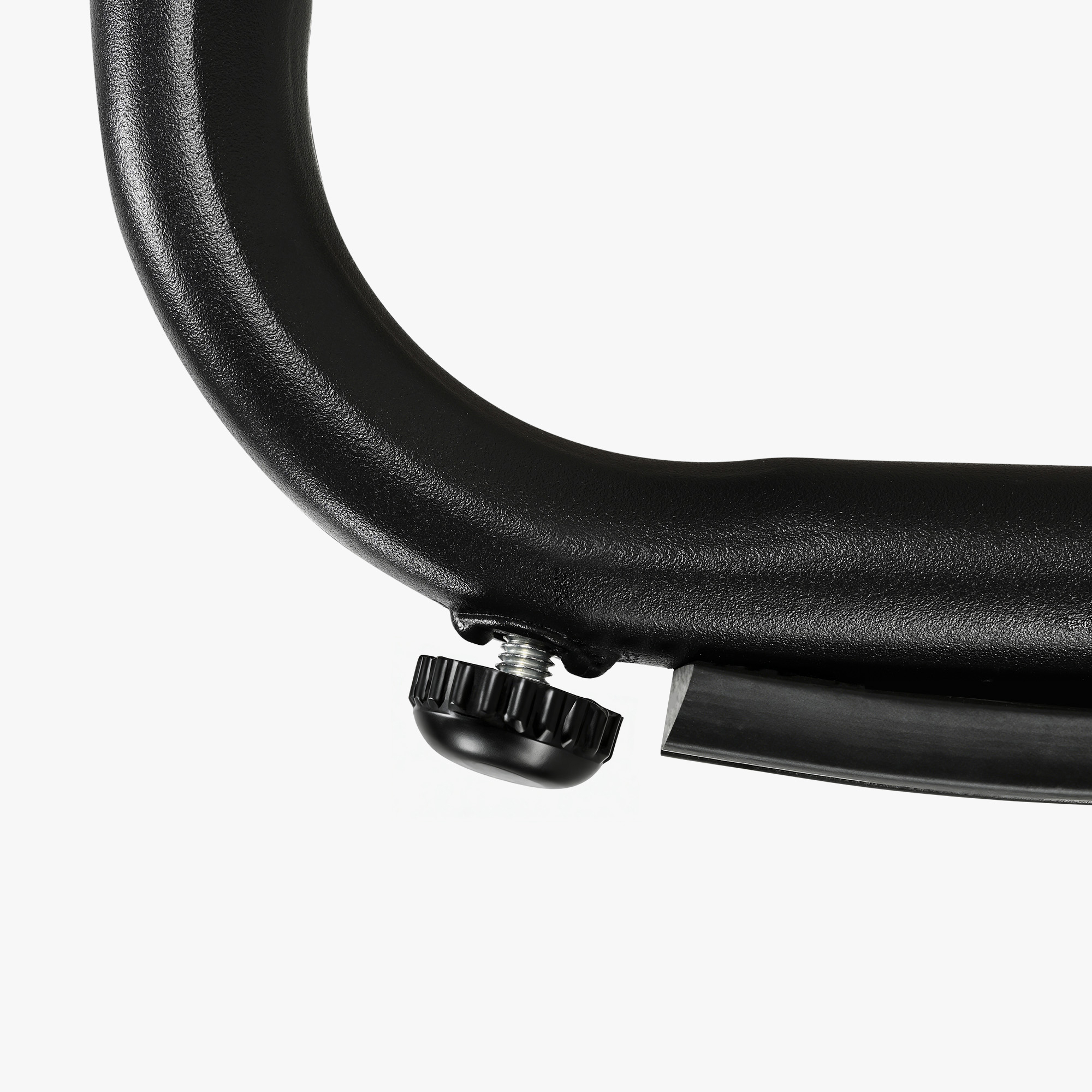 Close-up of black metal frame and adjustment knob on modern patio rocking chair with a tidy-Seehill