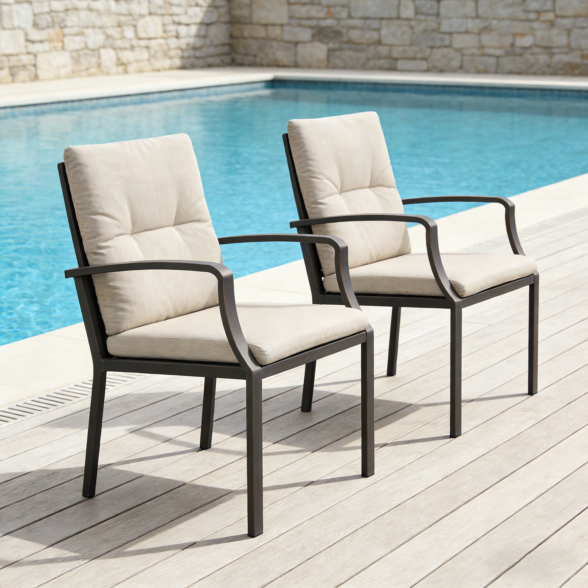 2-piece Patio Outdoor Dining Chairs Set with Washable Cushions - C024