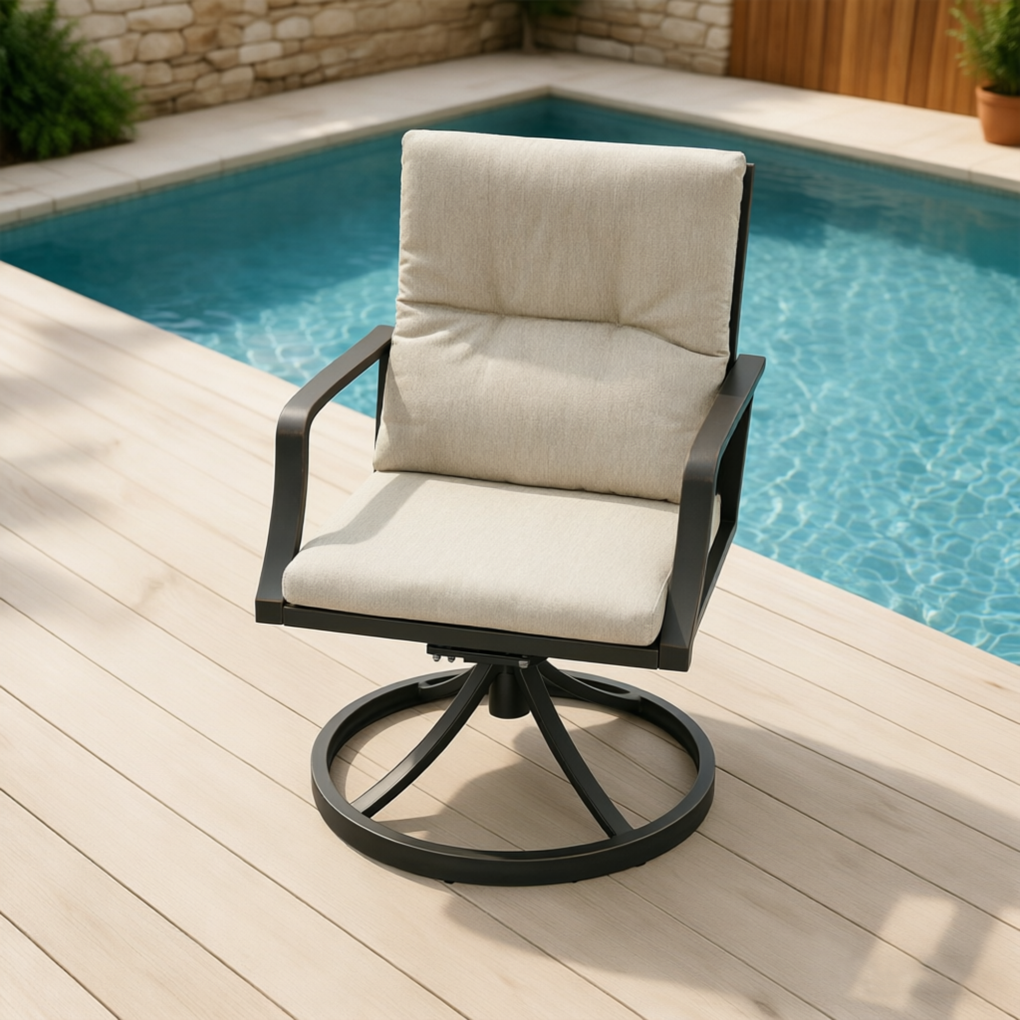 2-piece Patio Swivel Dining Chairs - C025