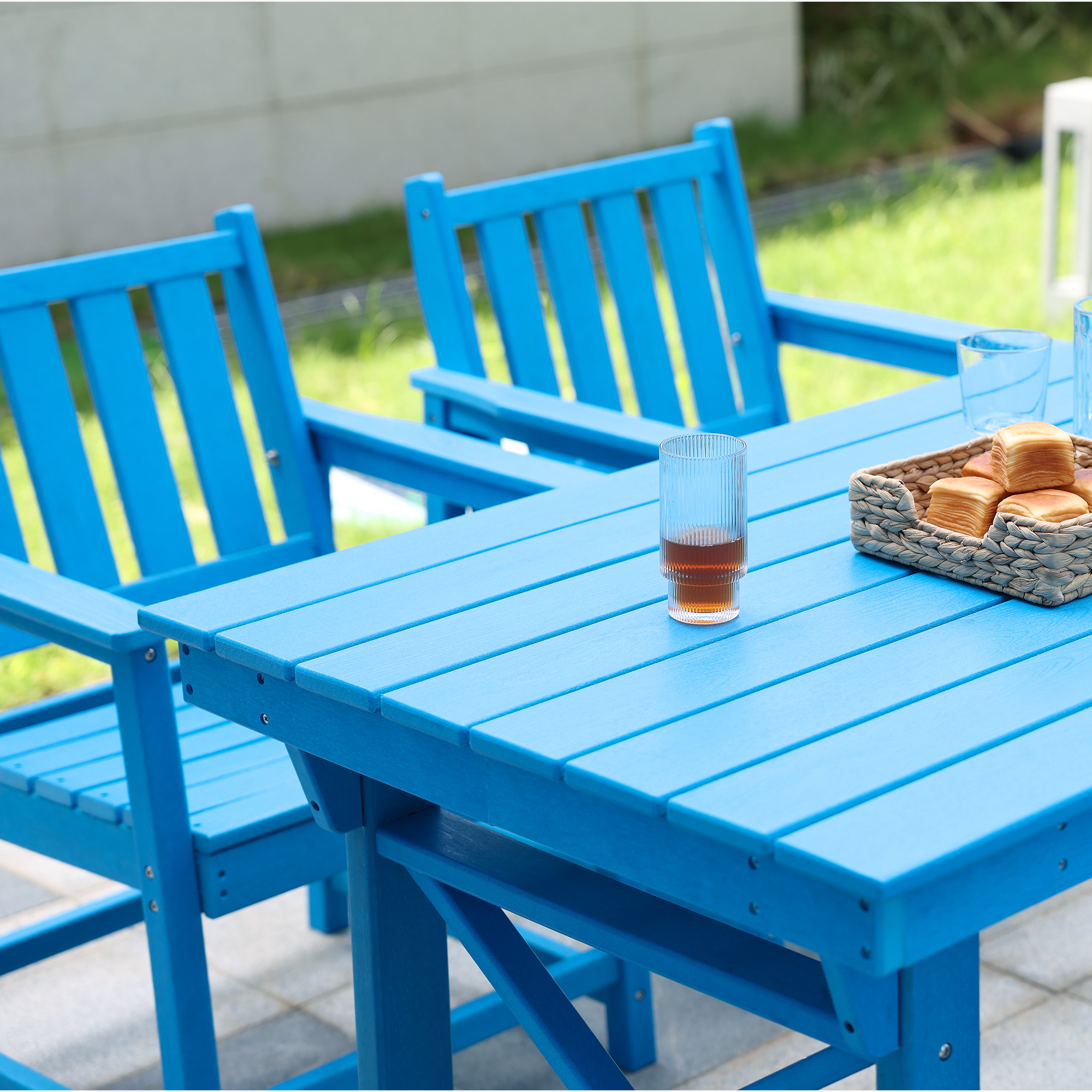 5-Piece HDPE Patio Dining Set with Umbrella Hole - DS076-1