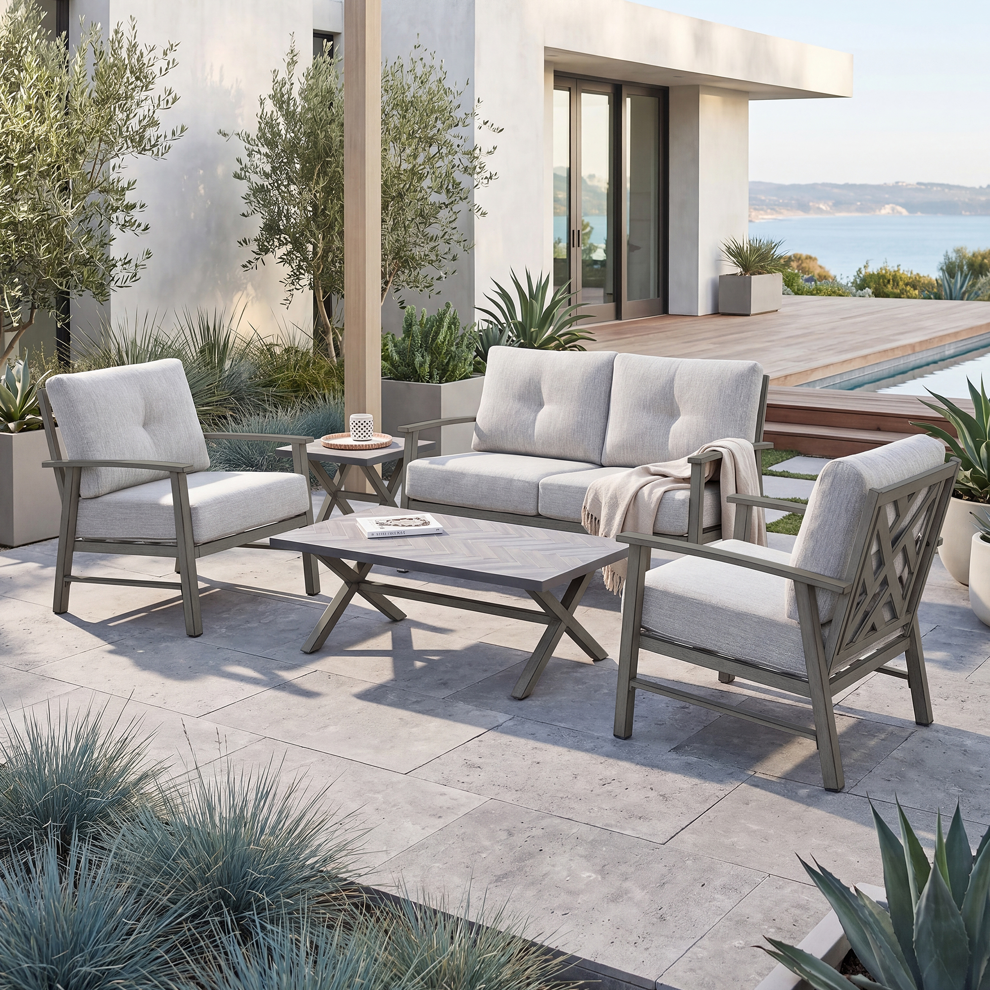 5-piece Outdoor Aluminum Patio Furniture Set - SS015-A1