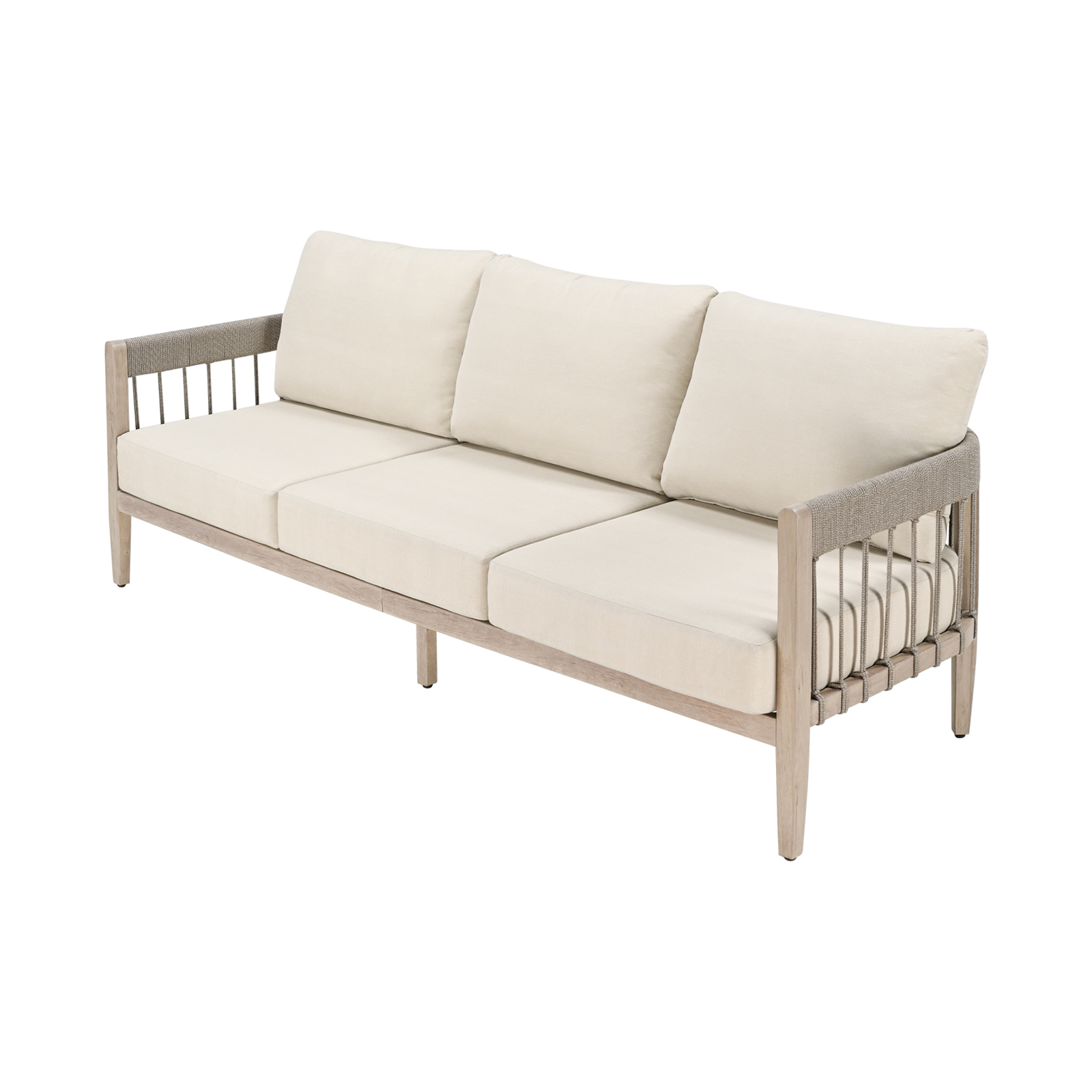 3-Seater Patio Outdoor Sofa with Faux Wood Grain Frame - C038