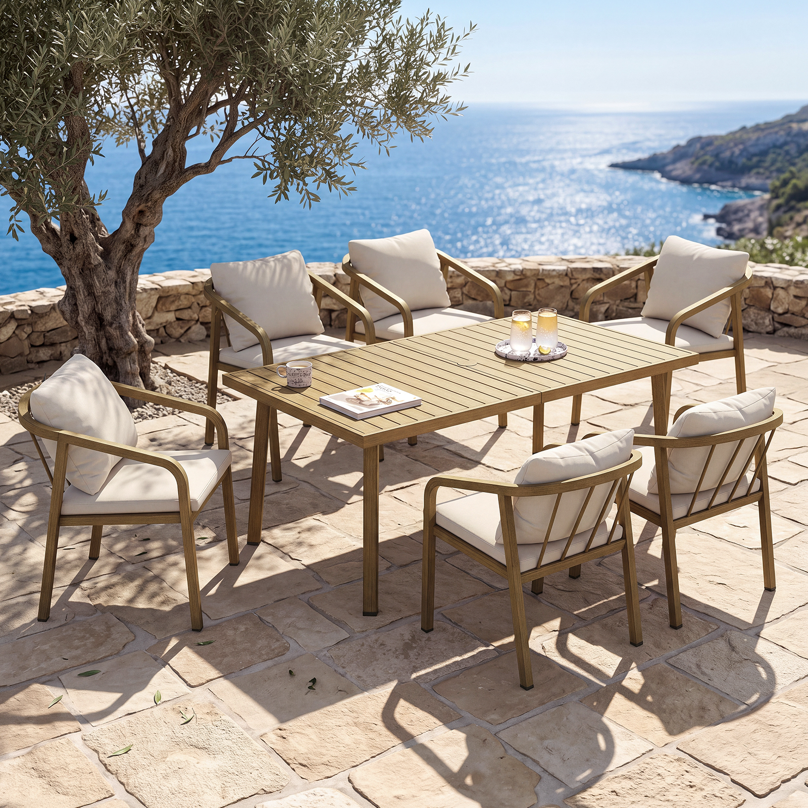 7-Piece Patio Dining Set for 6 person- DS048-1