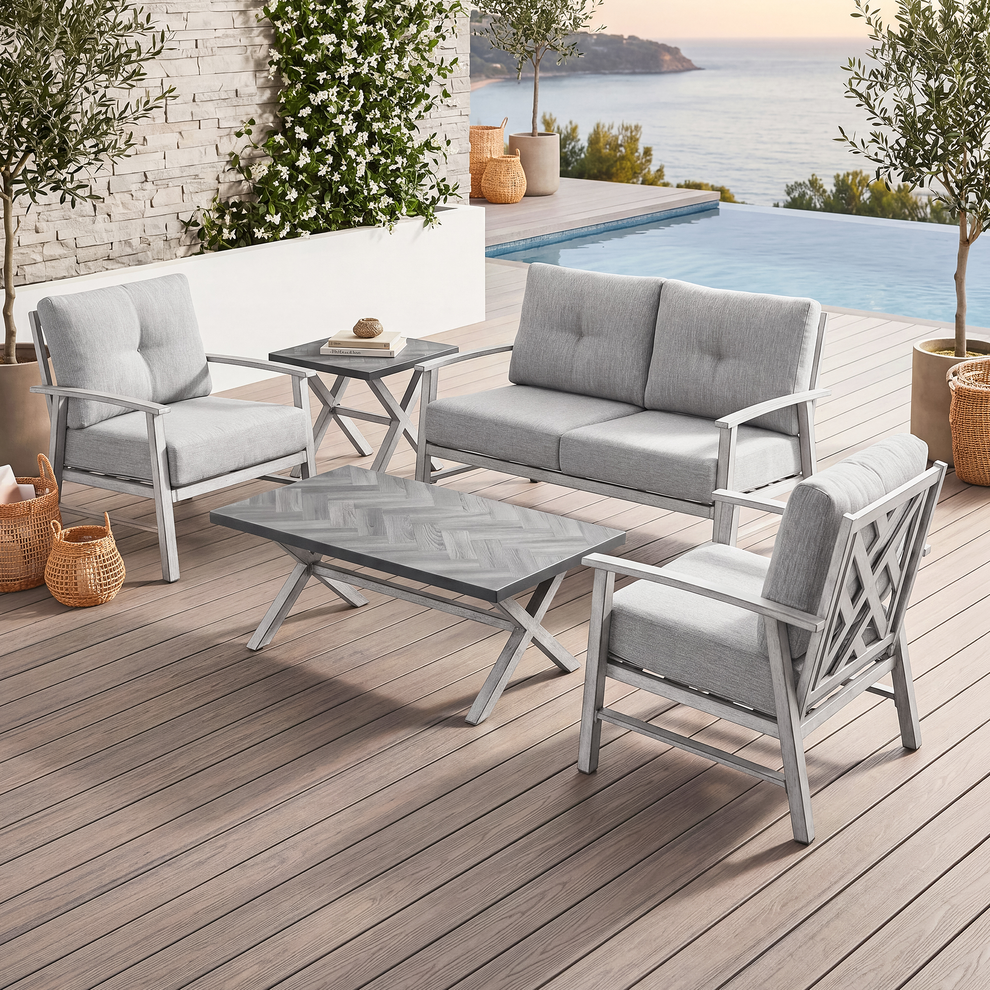 5-piece Outdoor Aluminum Patio Furniture Set - SS015-A1