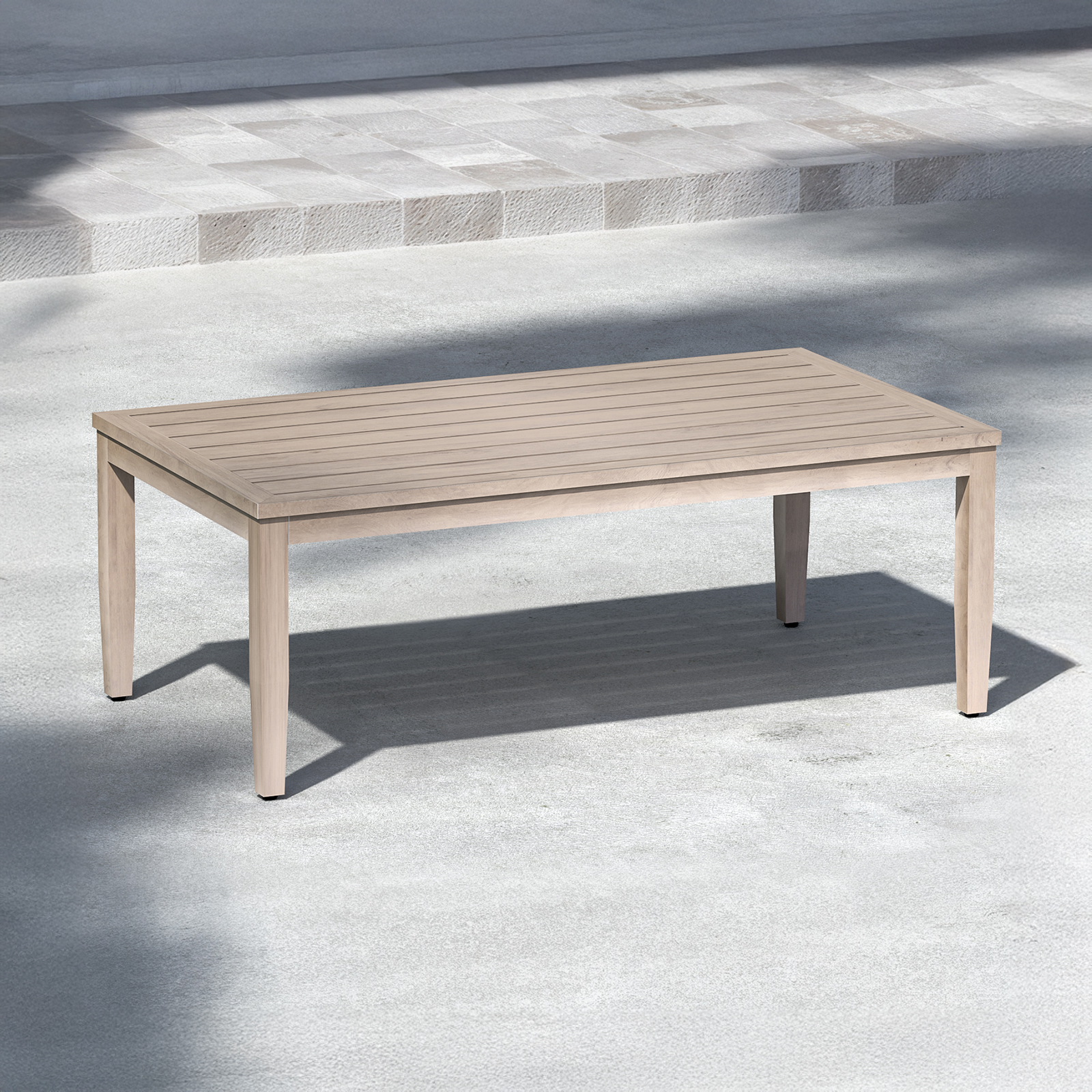 Patio Outdoor Coffee Table with Faux Wood Grain Finish Frame - C039