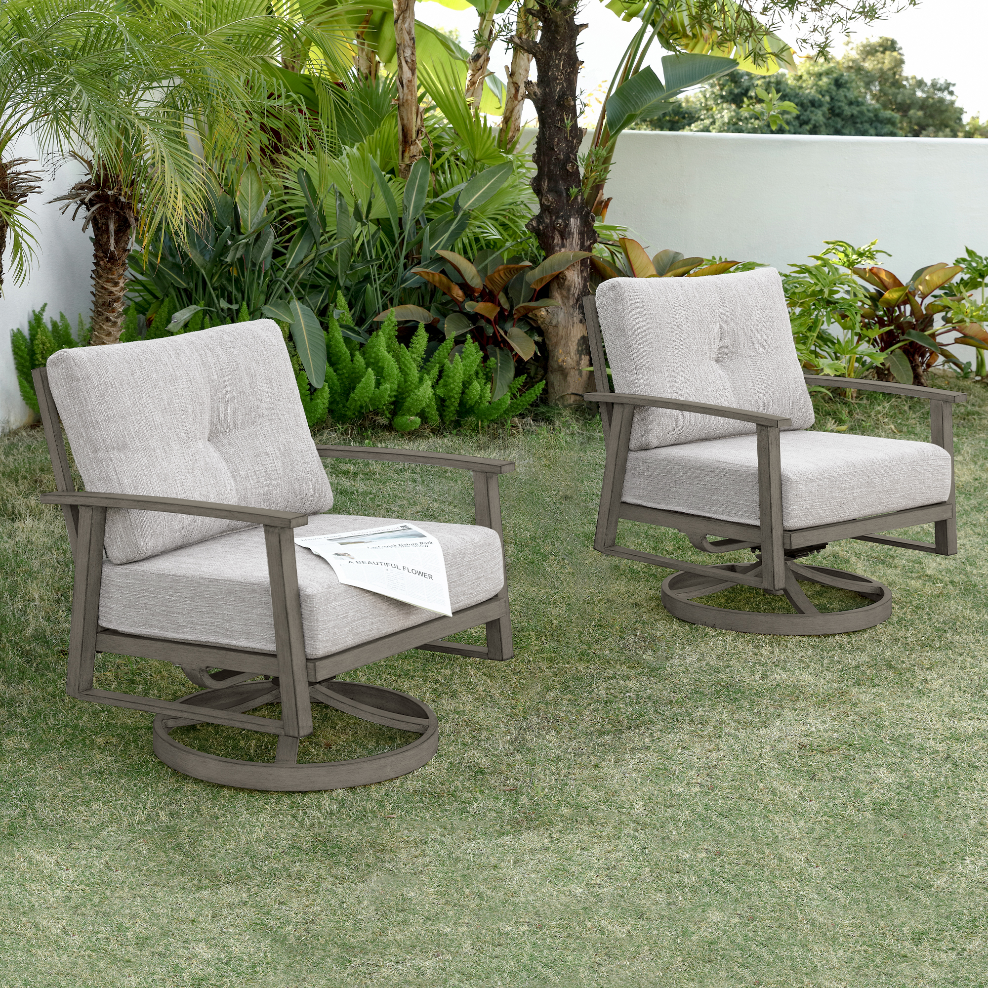 2-piece Outdoor Swivel Patio Chairs Set - C012