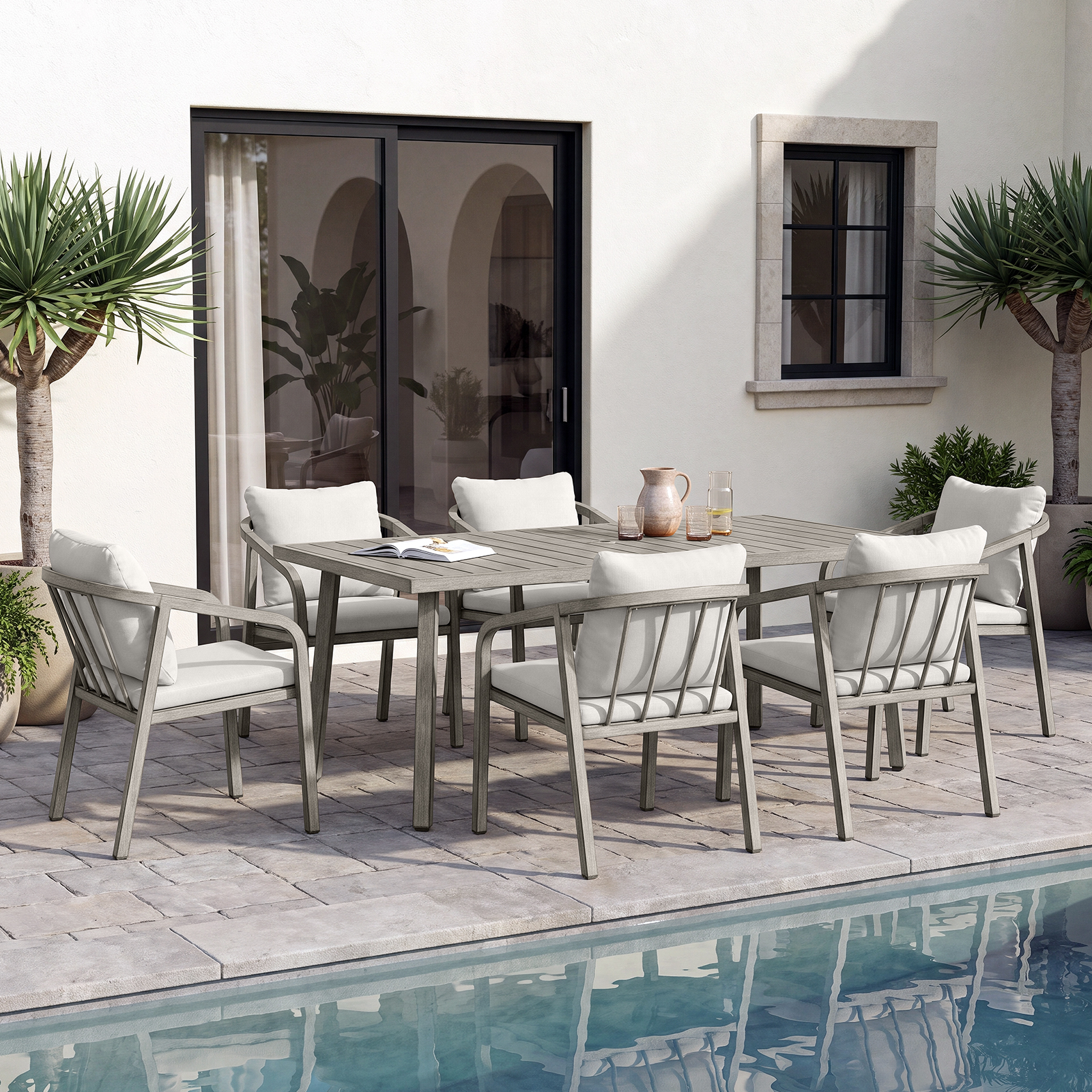 7-Piece Patio Dining Set for 6 person- DS048-1
