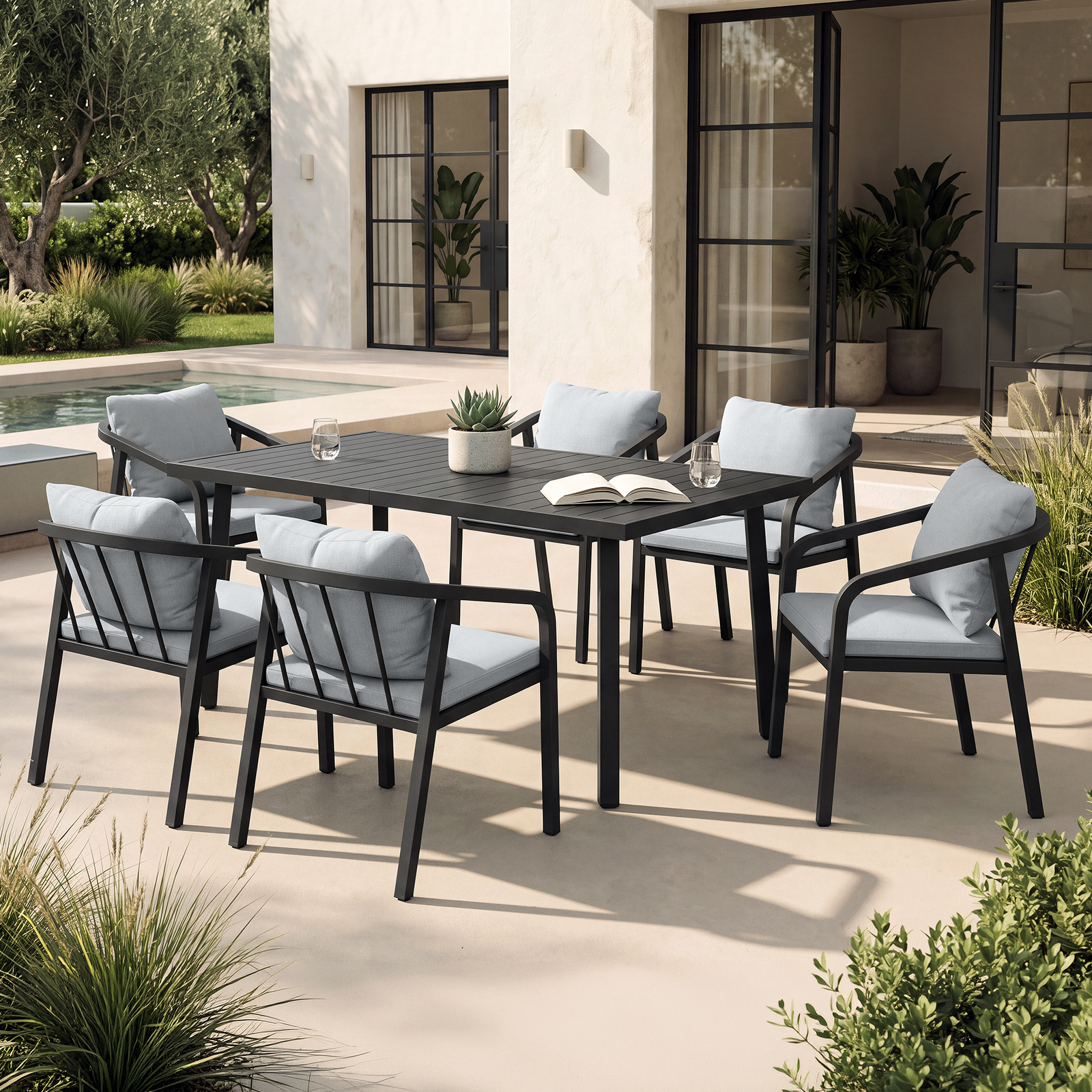 7-Piece Patio Dining Set for 6 person- DS048-1