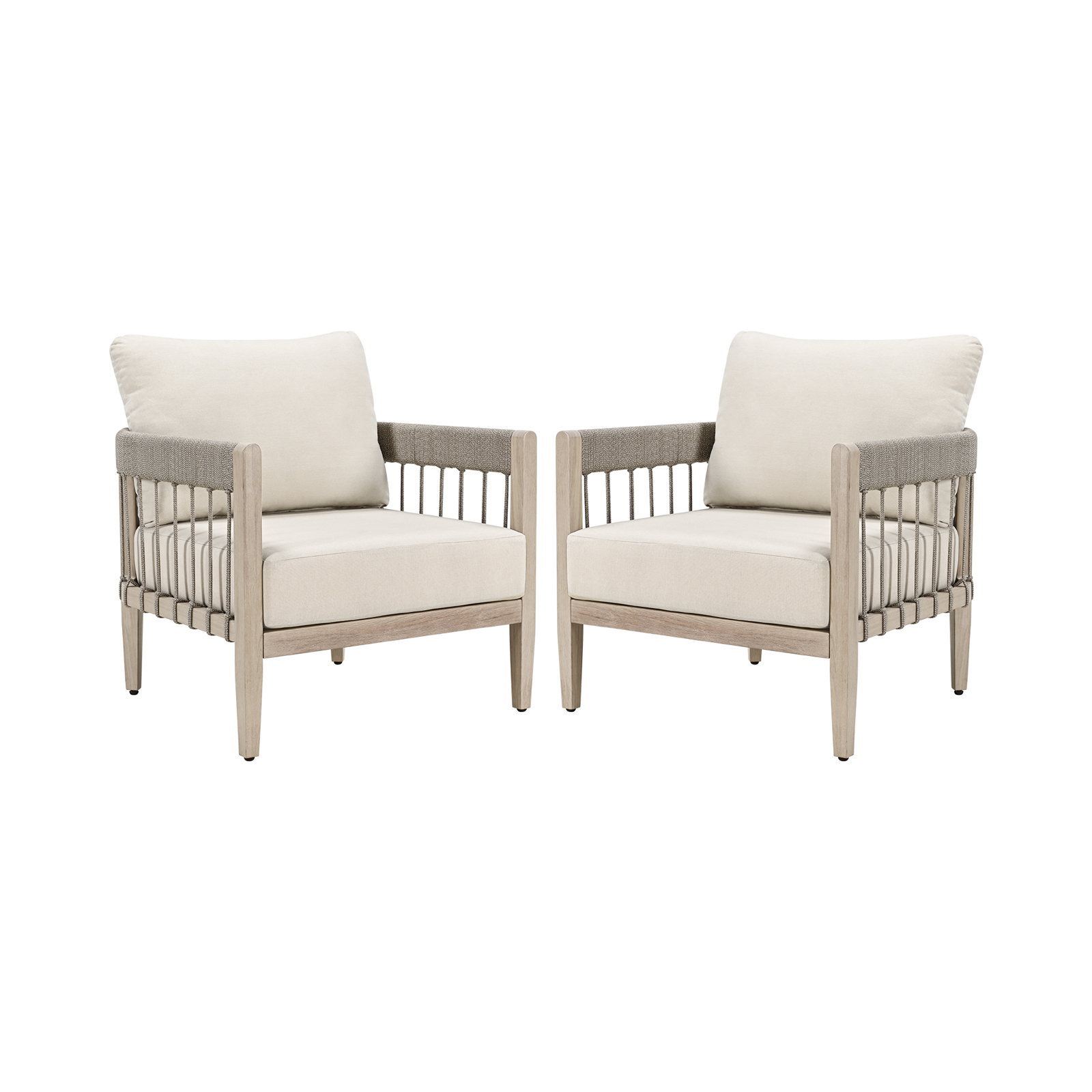 2-Piece Patio Outdoor Sofa with Faux Wood Grain Frame - C037