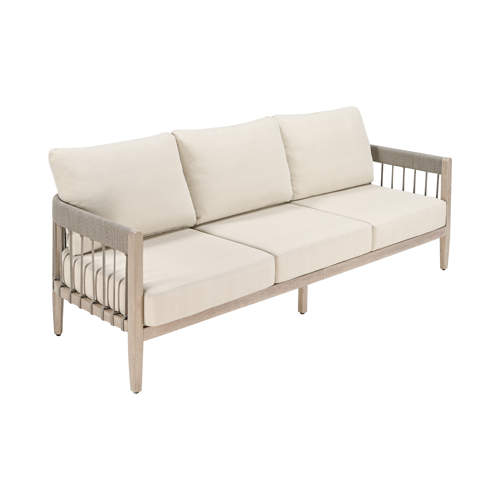 3-Seater Patio Outdoor Sofa with Faux Wood Grain Frame - C038