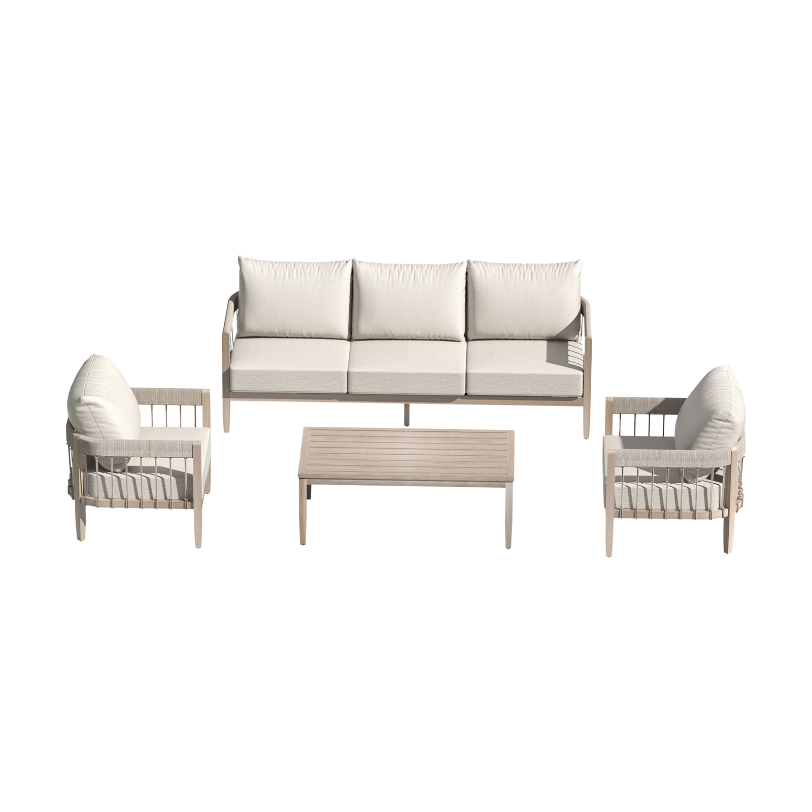 4-Piece Patio Furniture Set with Faux Wood Grain - SS040