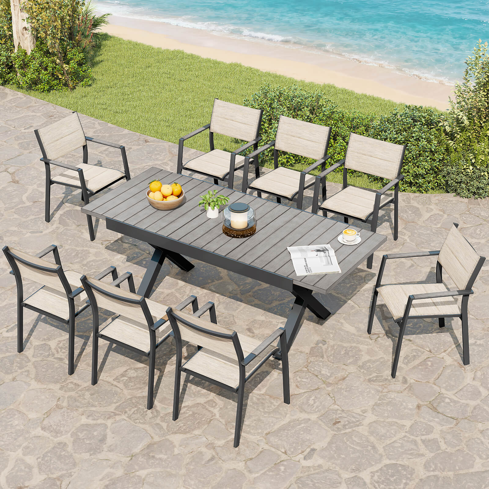 Patio Stackable Dining Chairs with High Back