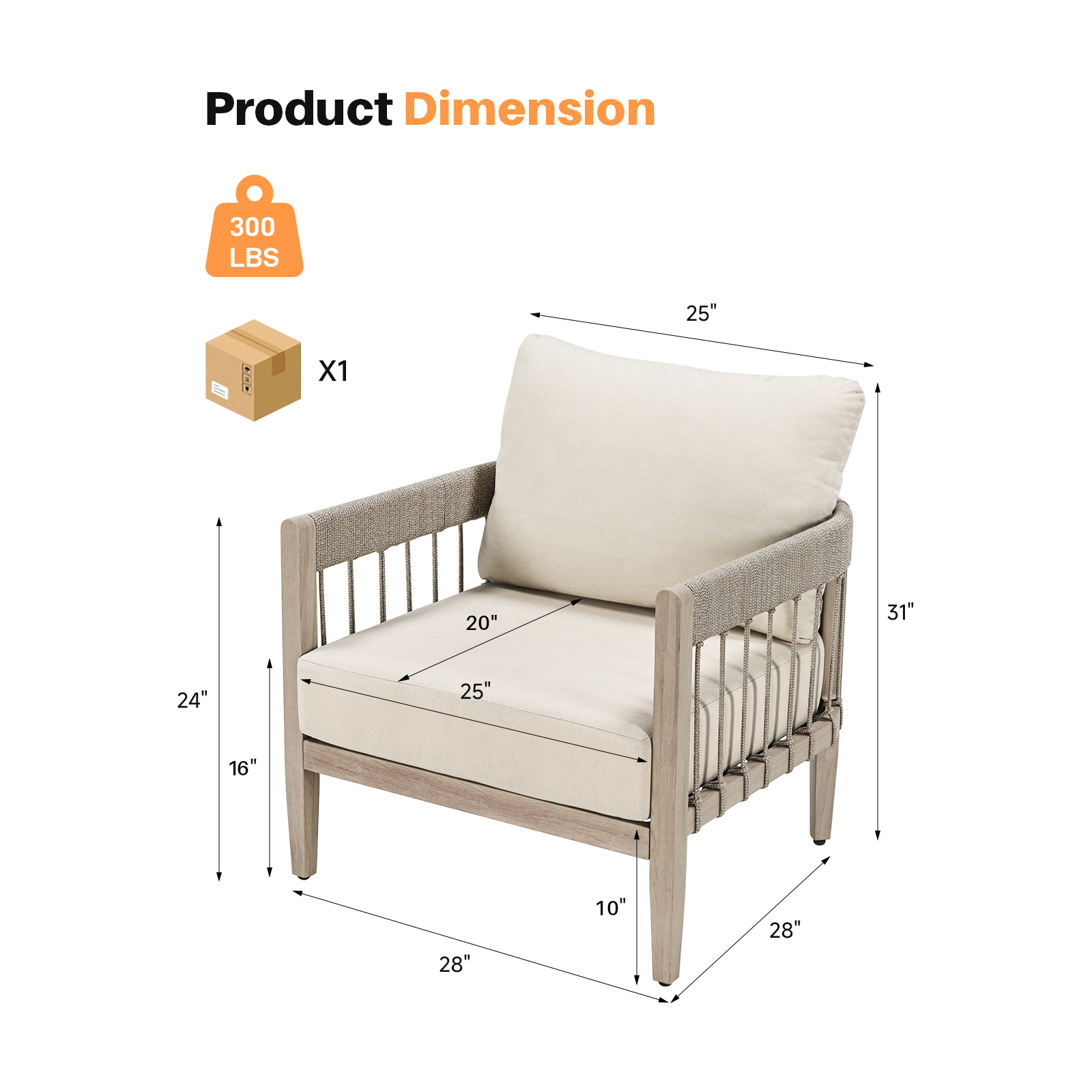2-Piece Patio Outdoor Sofa with Faux Wood Grain Frame - C037